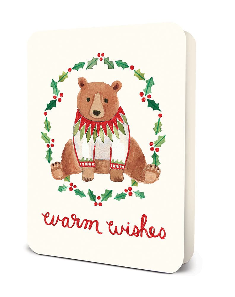 Picture of Holiday Bear in a Sweater Deluxe Greeting Card