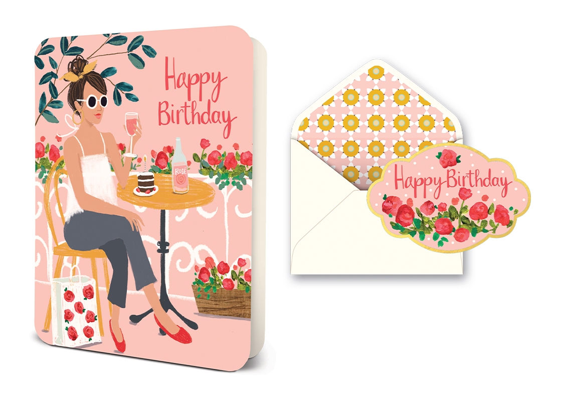 Picture of Happy Birthday Wine Deluxe Greeting Card
