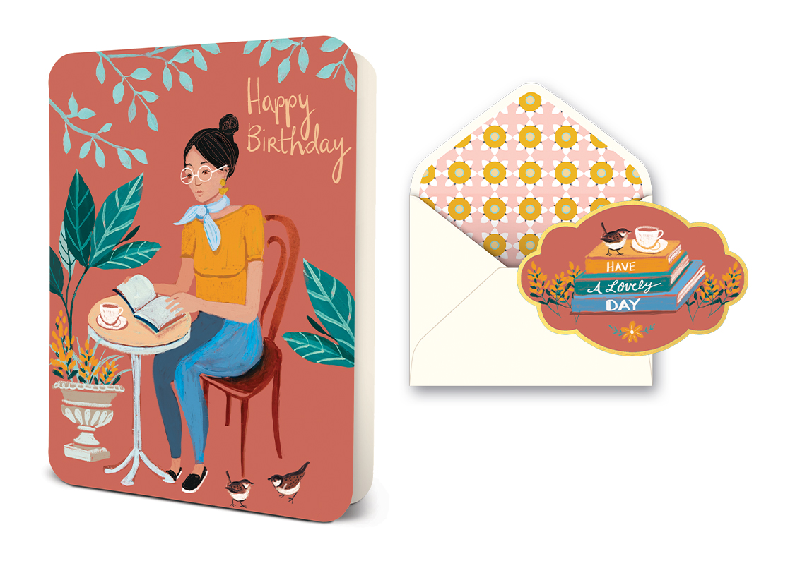 Picture of Happy Birthday Booklover Deluxe Greeting Card