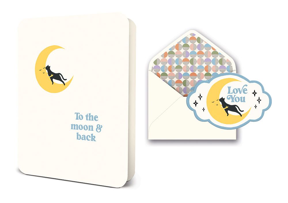 Picture of Cat in the Moon Deluxe Greeting Card