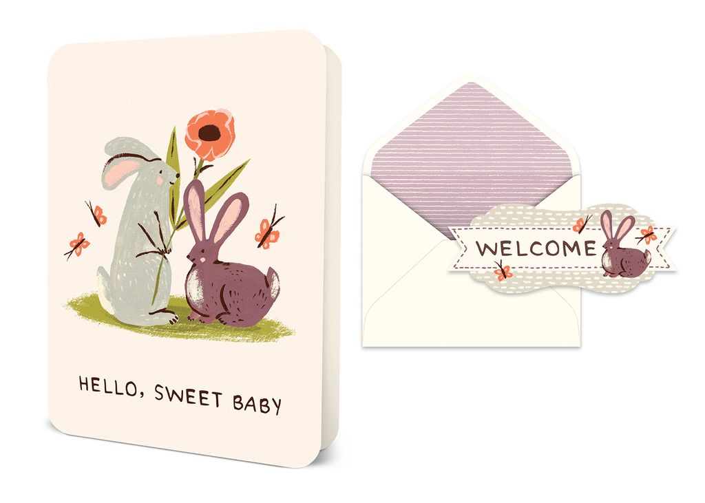Picture of Hello, Sweet Baby Bunnies Deluxe Greeting Card