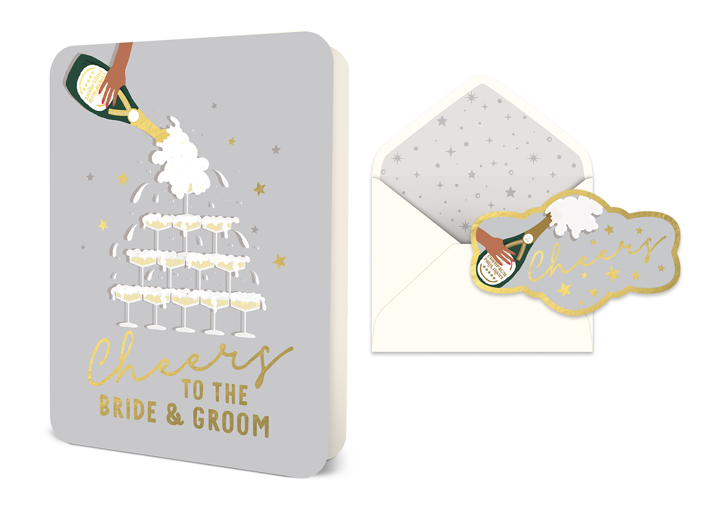 Picture of Cheers to the Bride & Groom Deluxe Greeting Card