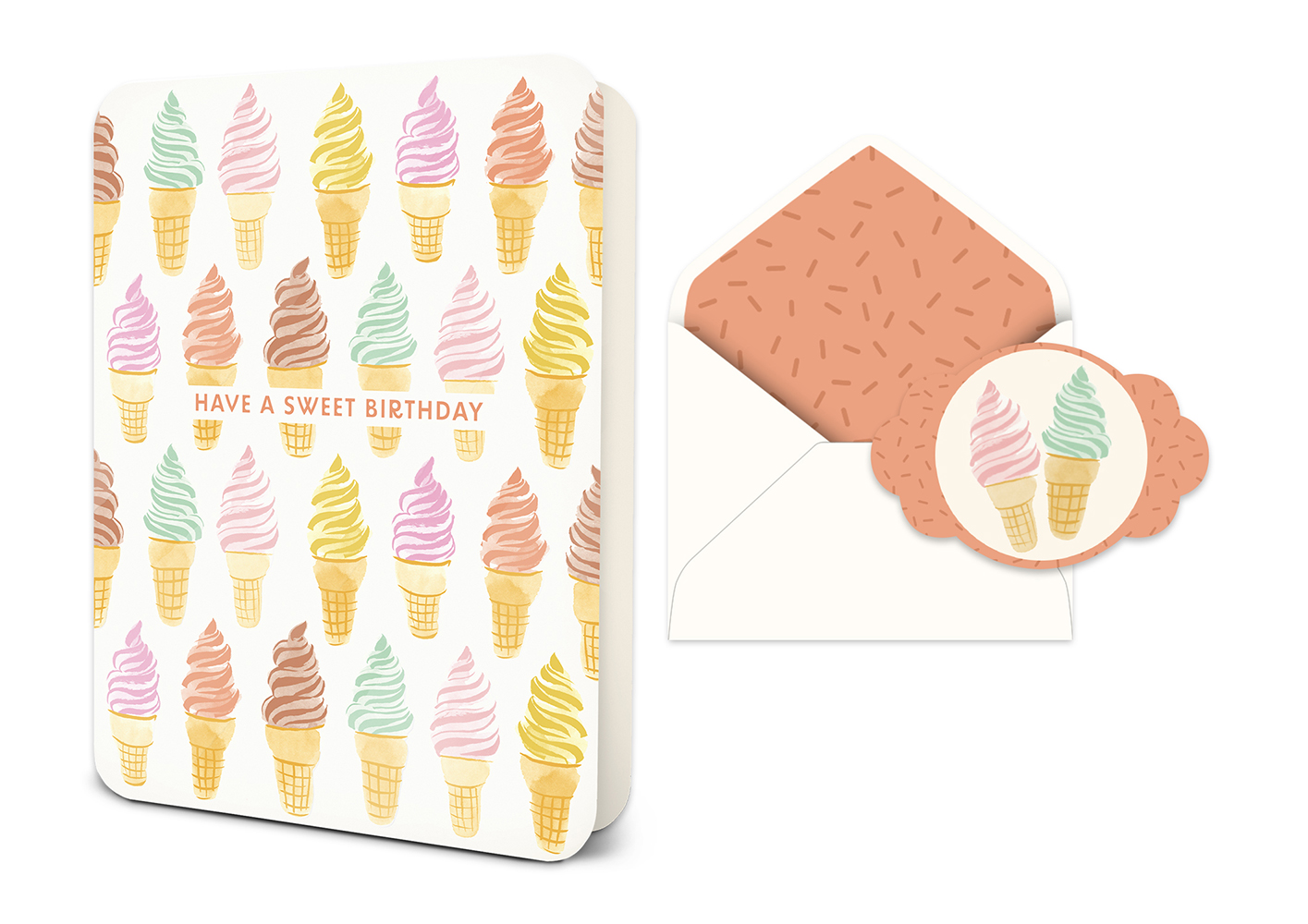 Picture of Sweet Birthday Cones Deluxe Greeting Card