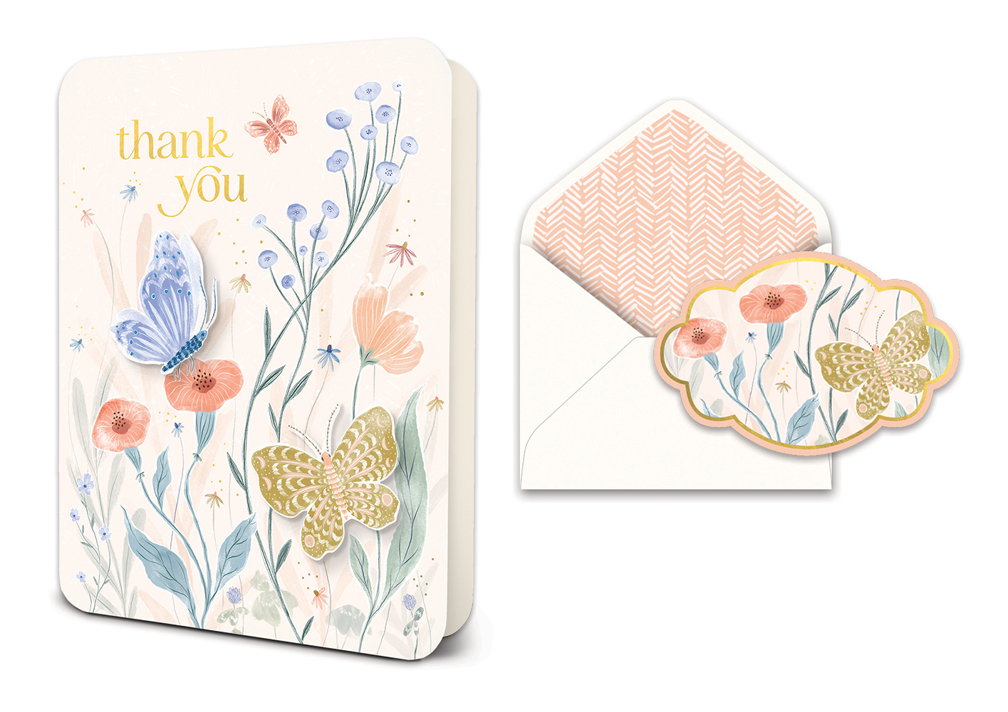 Picture of Fluttering Blooms Gratitude Deluxe Greeting Card