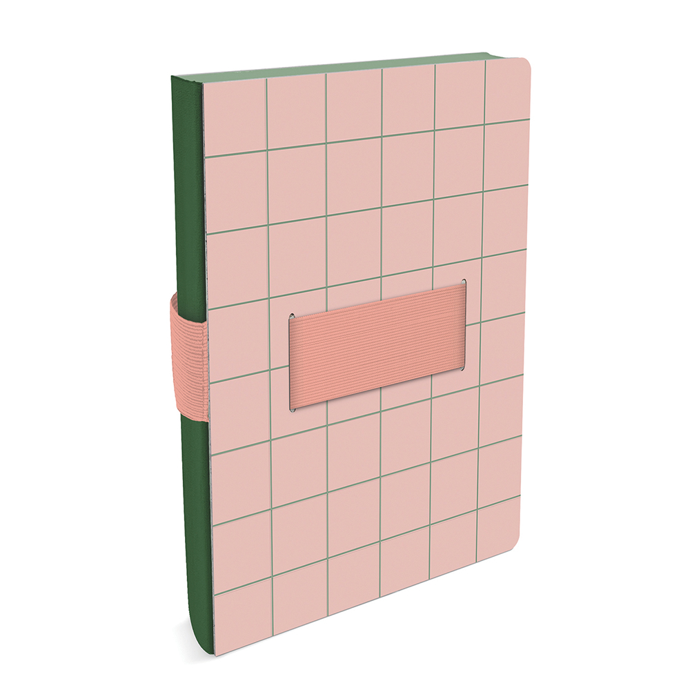 Picture of Peach & Green Grid Casey Notebook with Phone Loop