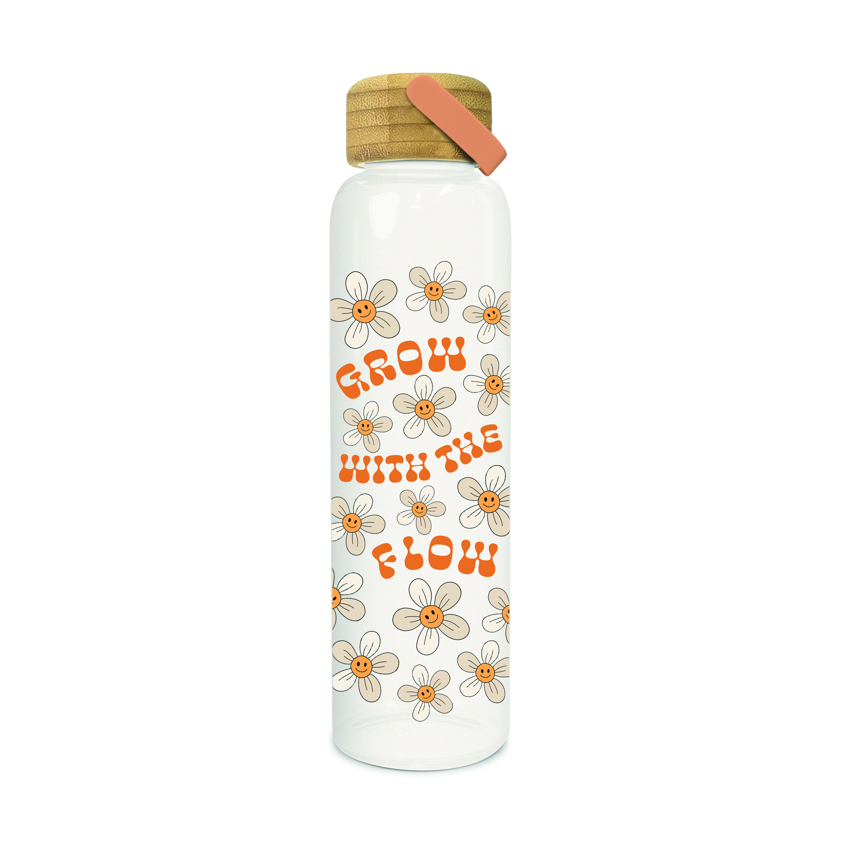 Picture of Grow with the Flow Glass Water Bottle with Bamboo