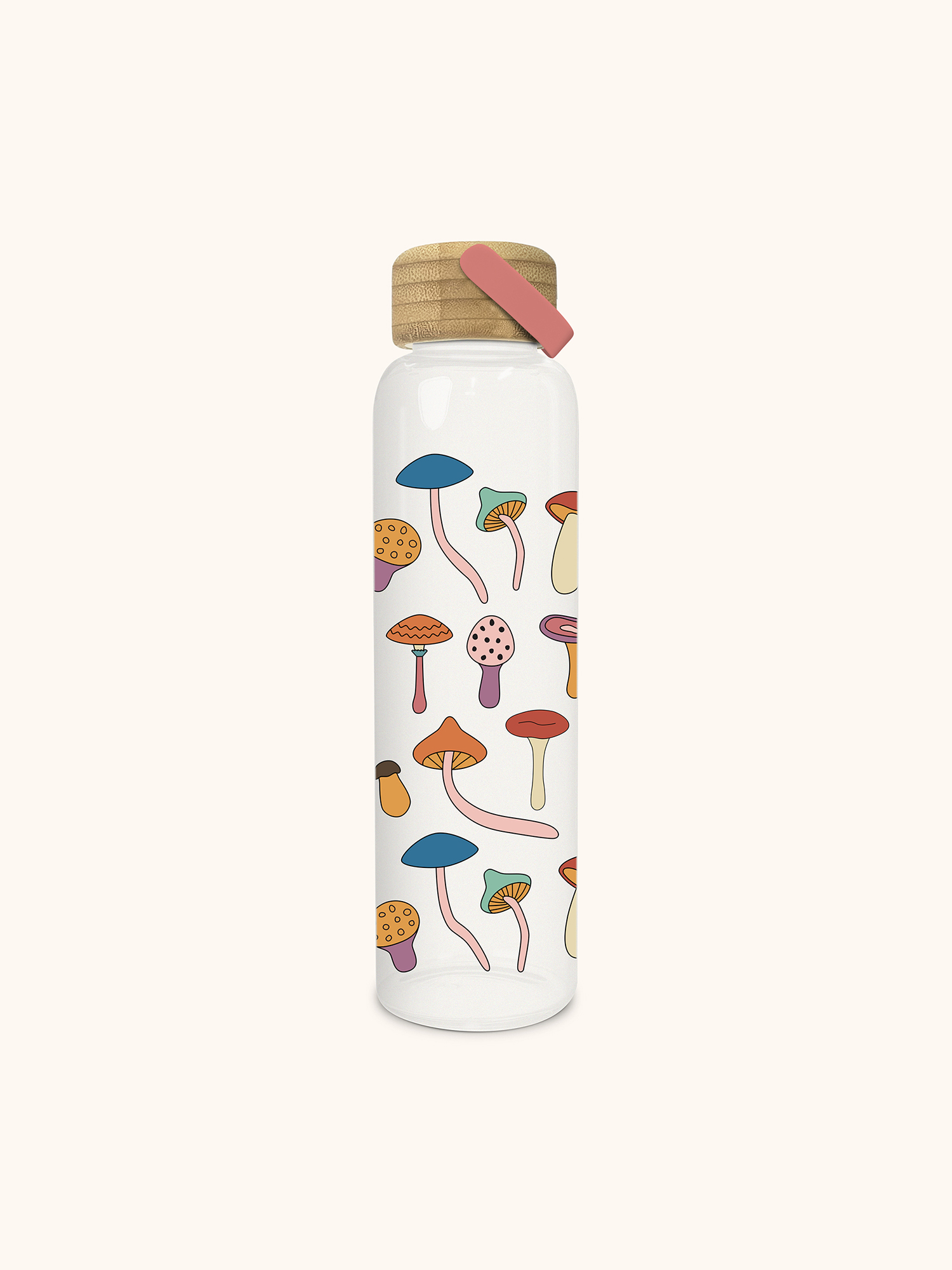 Picture of Mushroom Melody Glass Water Bottle with Bamboo Lid