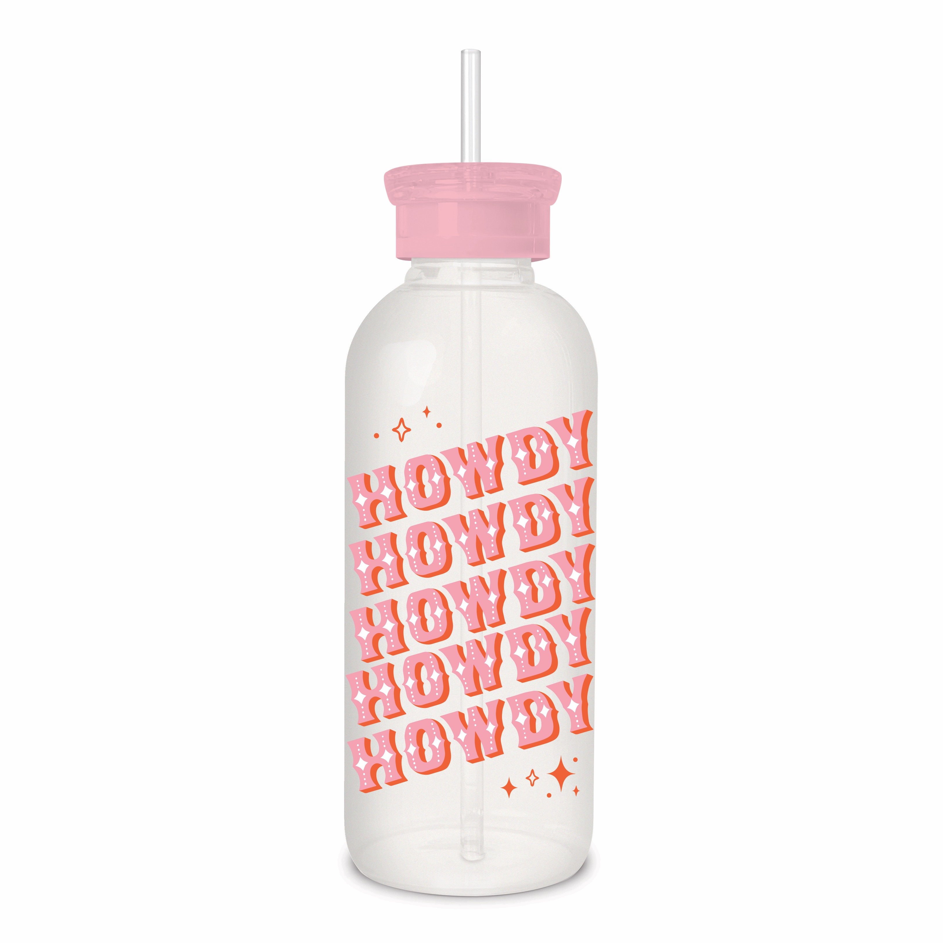 Picture of Howdy Partner Glass Water Bottle with Straw