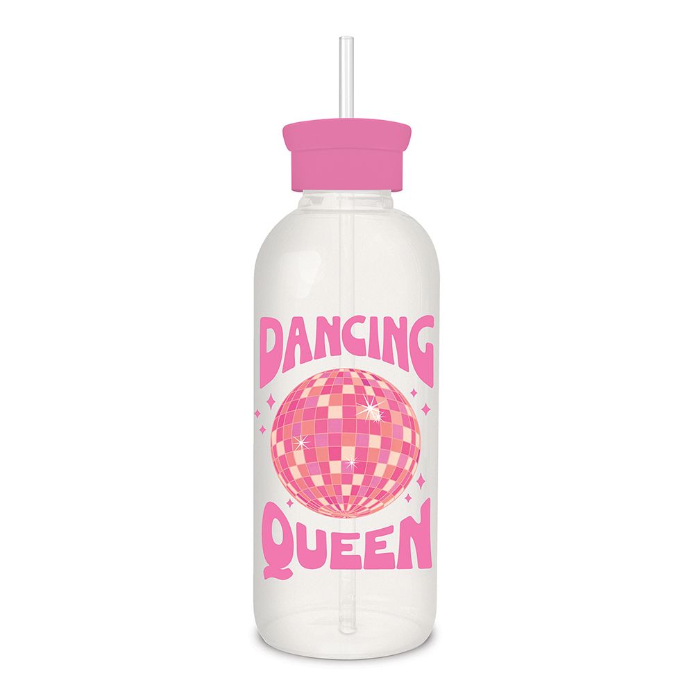 Picture of Dancing Queen Glass Water Bottle with Straw