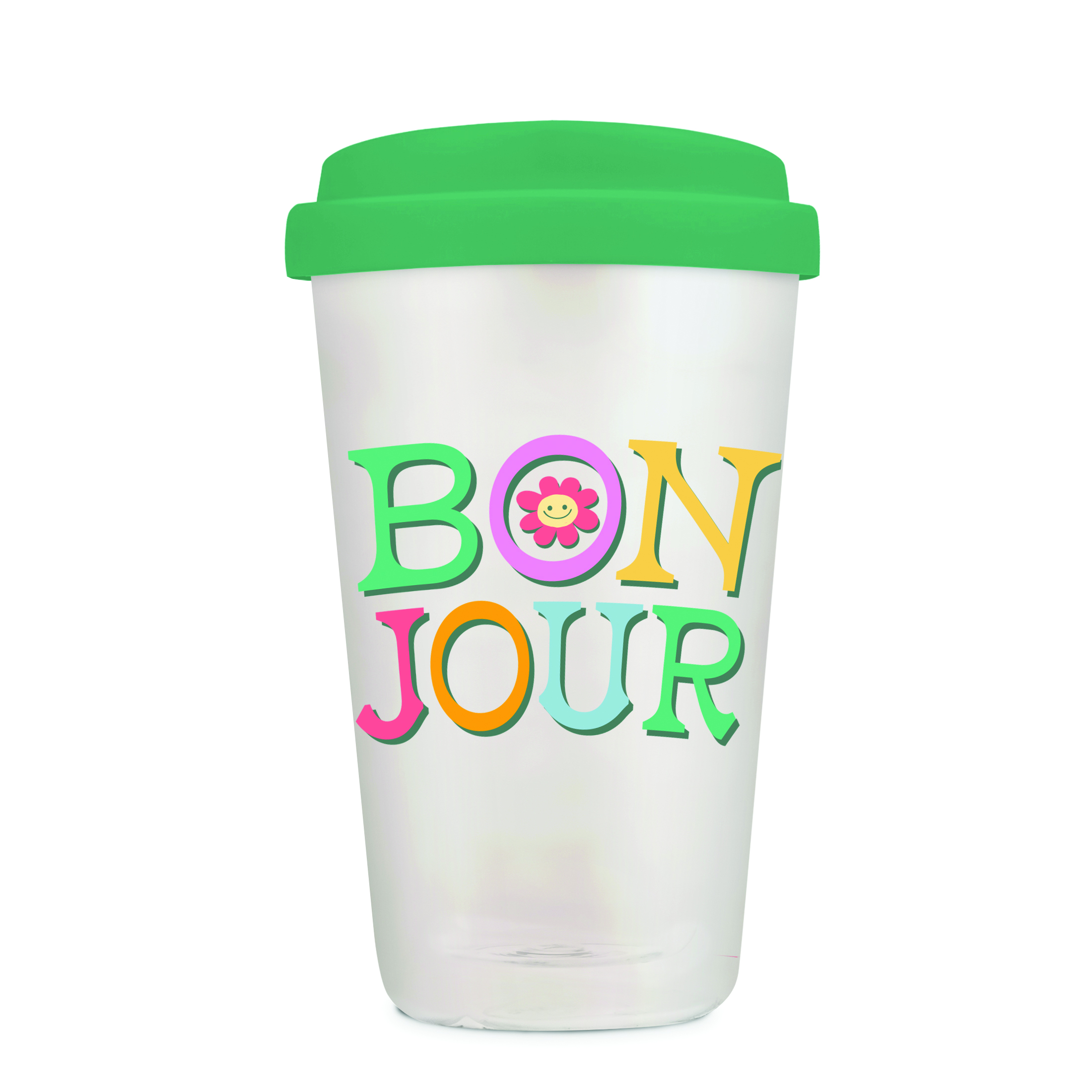 Picture of Bonjour Glass Coffee Tumbler with Sip-Through Sili