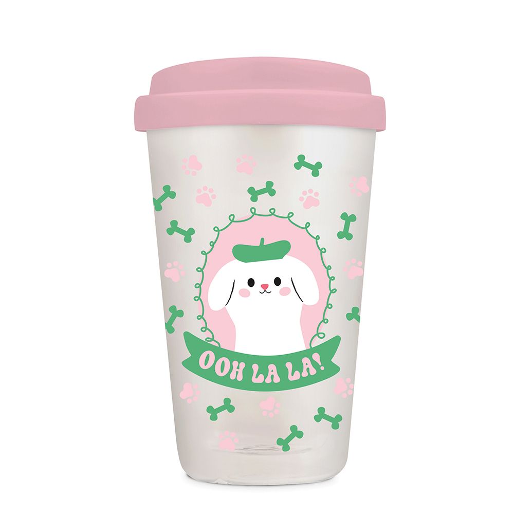 Picture of Ooh La La Pooch Glass Coffee Tumbler with Sip-Thro