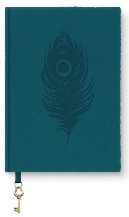 Picture of Peacock Blue Feather Olivia Velvet Journal