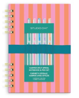 Picture of Cabana Stripes Harper Split-Spiral Notebook & Pen