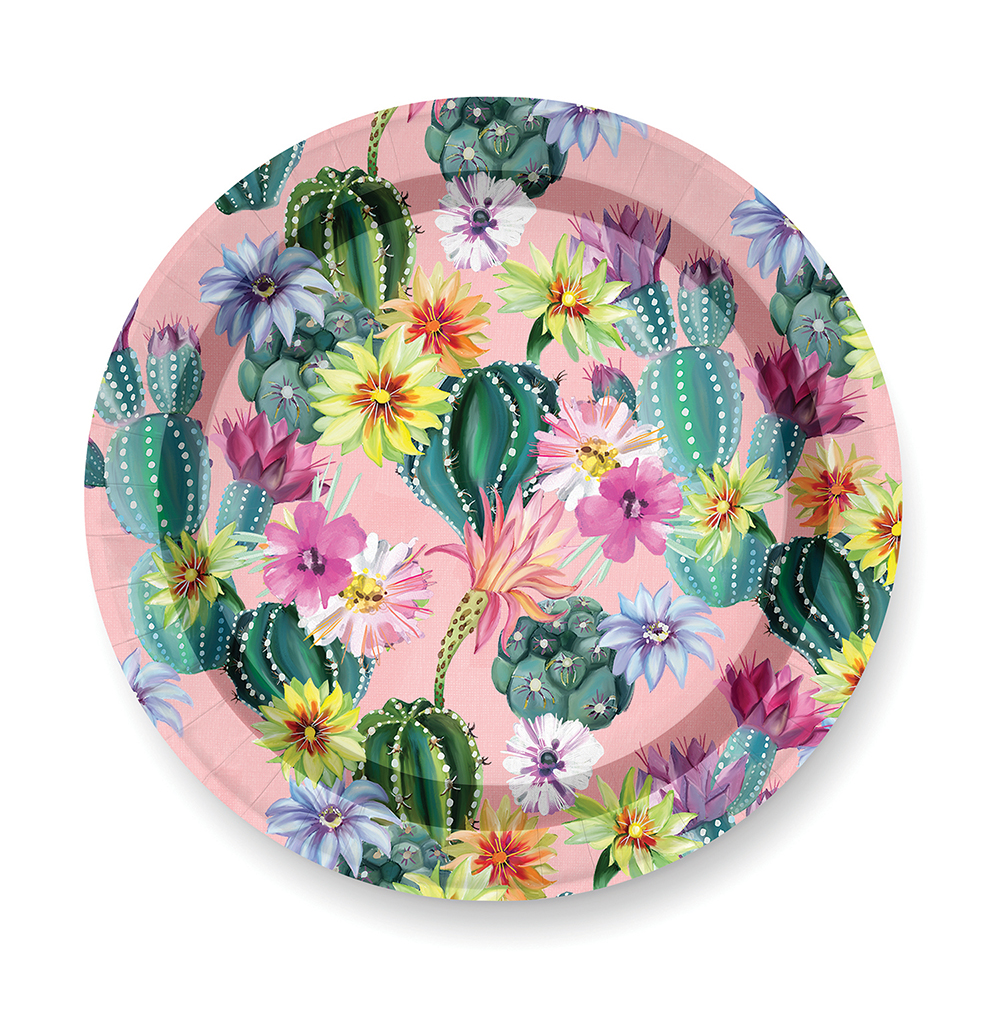 Picture of Disc. Paper Dessert Plates - Desert Blossoms
