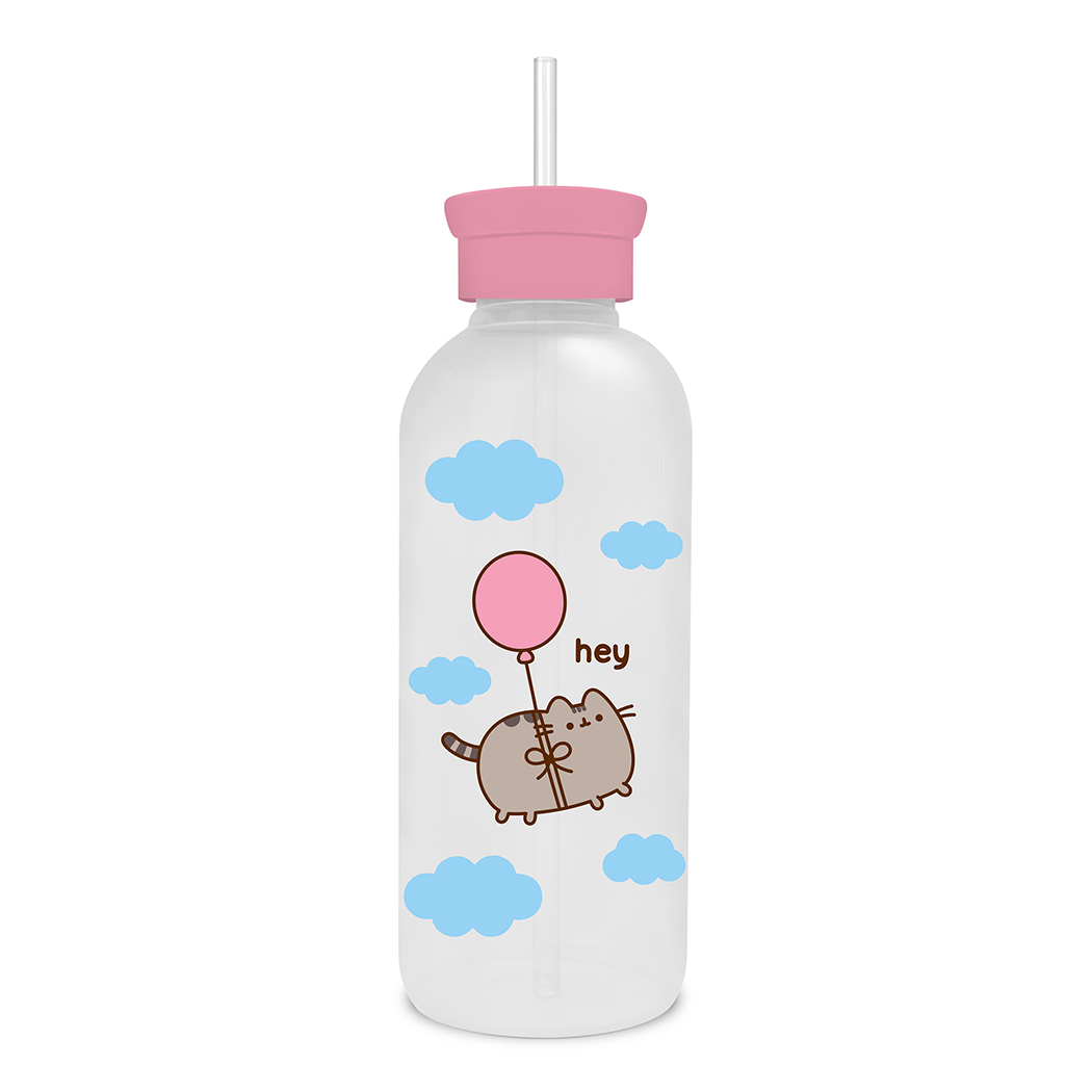 Picture of Pusheen Glass Water Bottle with Straw