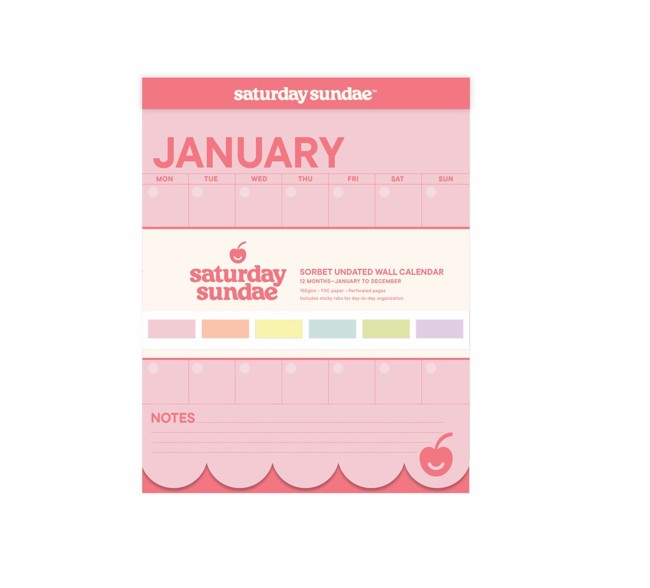 Picture of Sorbet Wall Calendar Sorbet Undated Wall Calendar