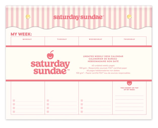Picture of Bubble Gum Milkshake Undated Weekly Desk Pad
