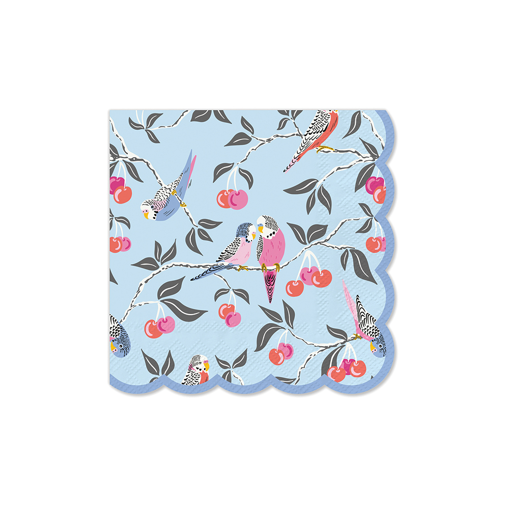 Picture of Birds in the Cherry Tree Scalloped Beverage Napkin