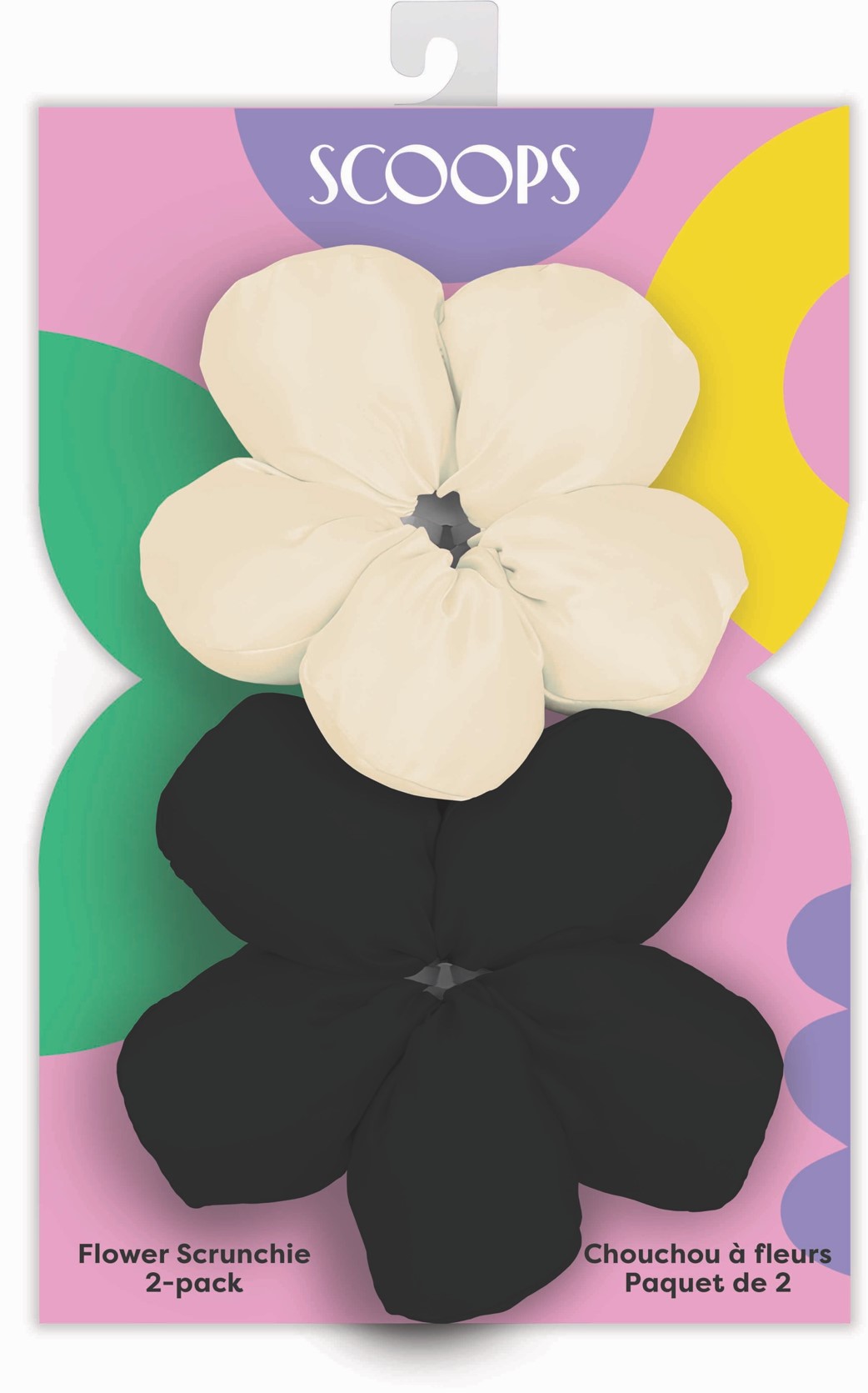 Picture of Black & Beige Flowers Flower Scrunchie 2-Pack