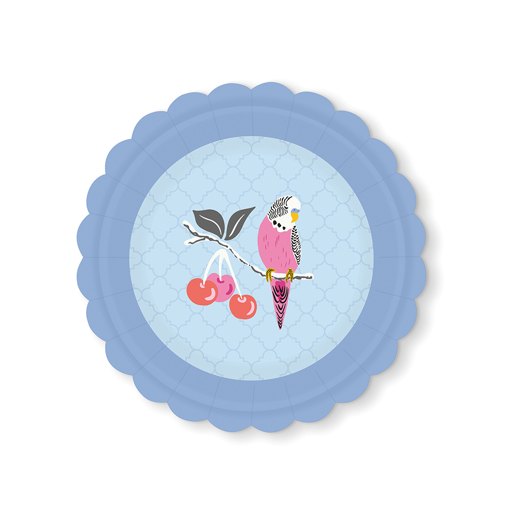Picture of Birds in the Cherry Tree Scalloped Dessert Plates