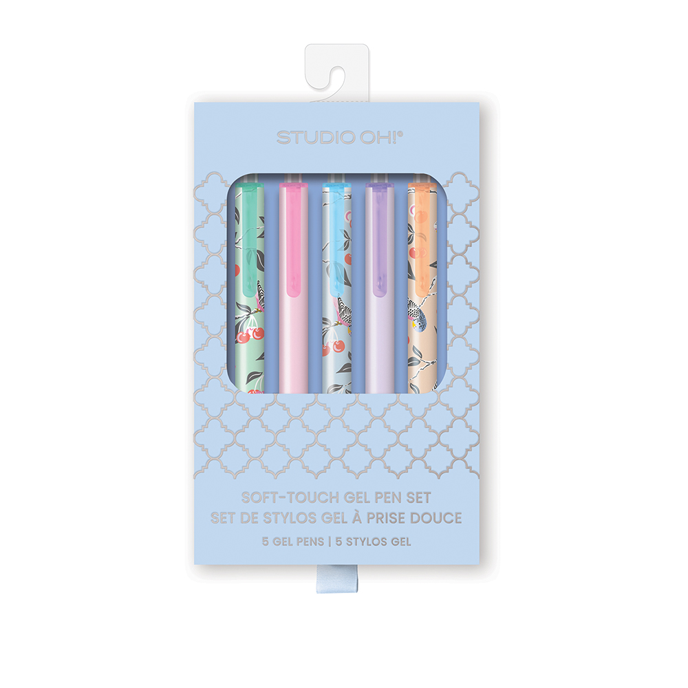 Picture of Birds in the Cherry Tree Soft-Touch Gel Pen Set