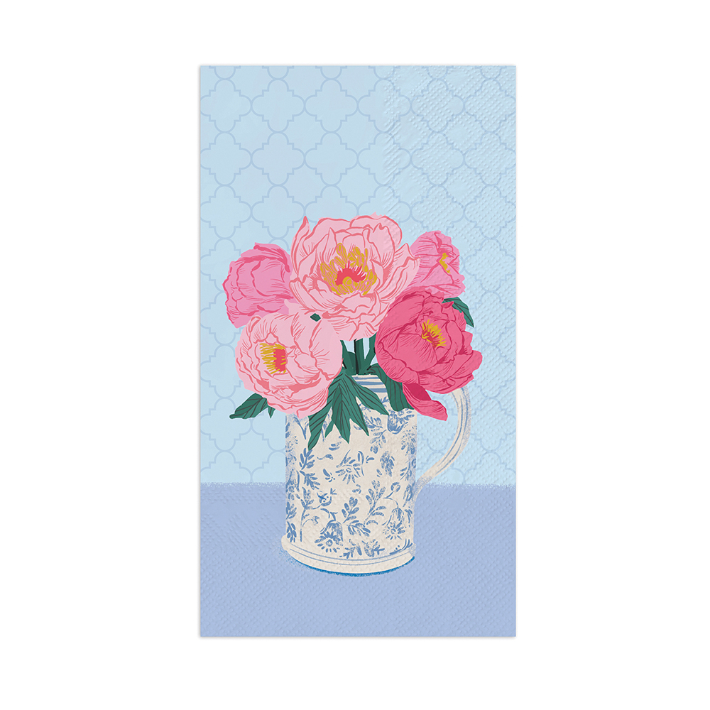 Picture of Bouquet on Blue Guest Towels