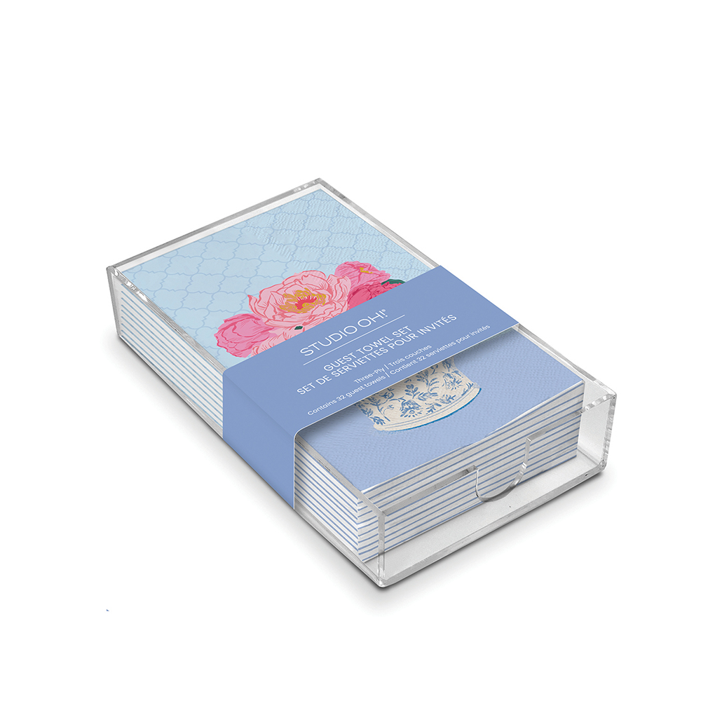 Picture of Bouquet on Blue Guest Towel Set