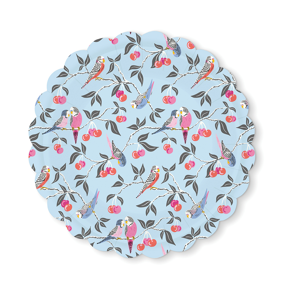 Picture of Birds in the Cherry Tree Scalloped Lunch Plates