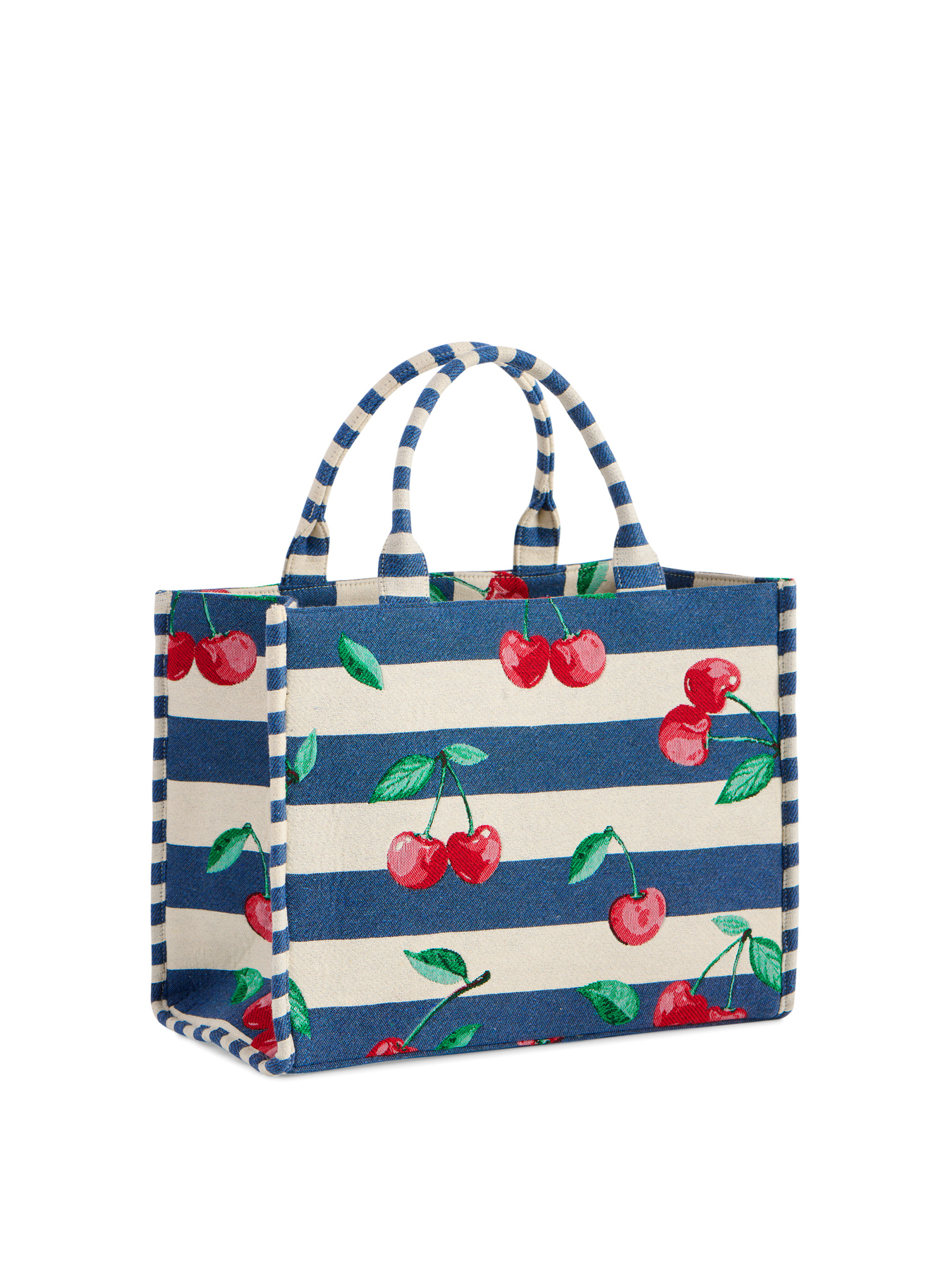 Picture of CHERRY STRIPE JACQUARD TOTE,NAVY