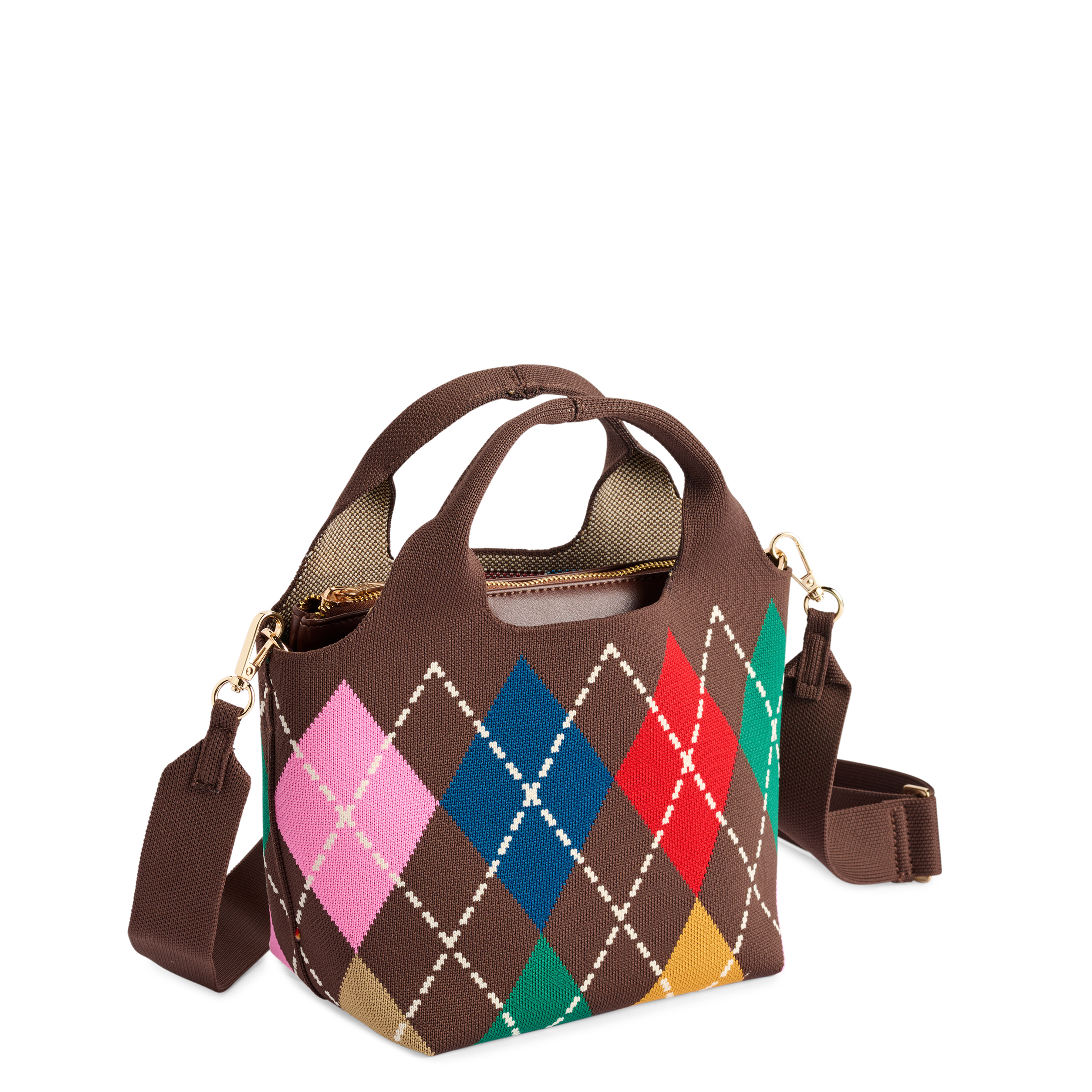 Picture of ROBBIE ARGYLE MINI TOTE,BROWN
