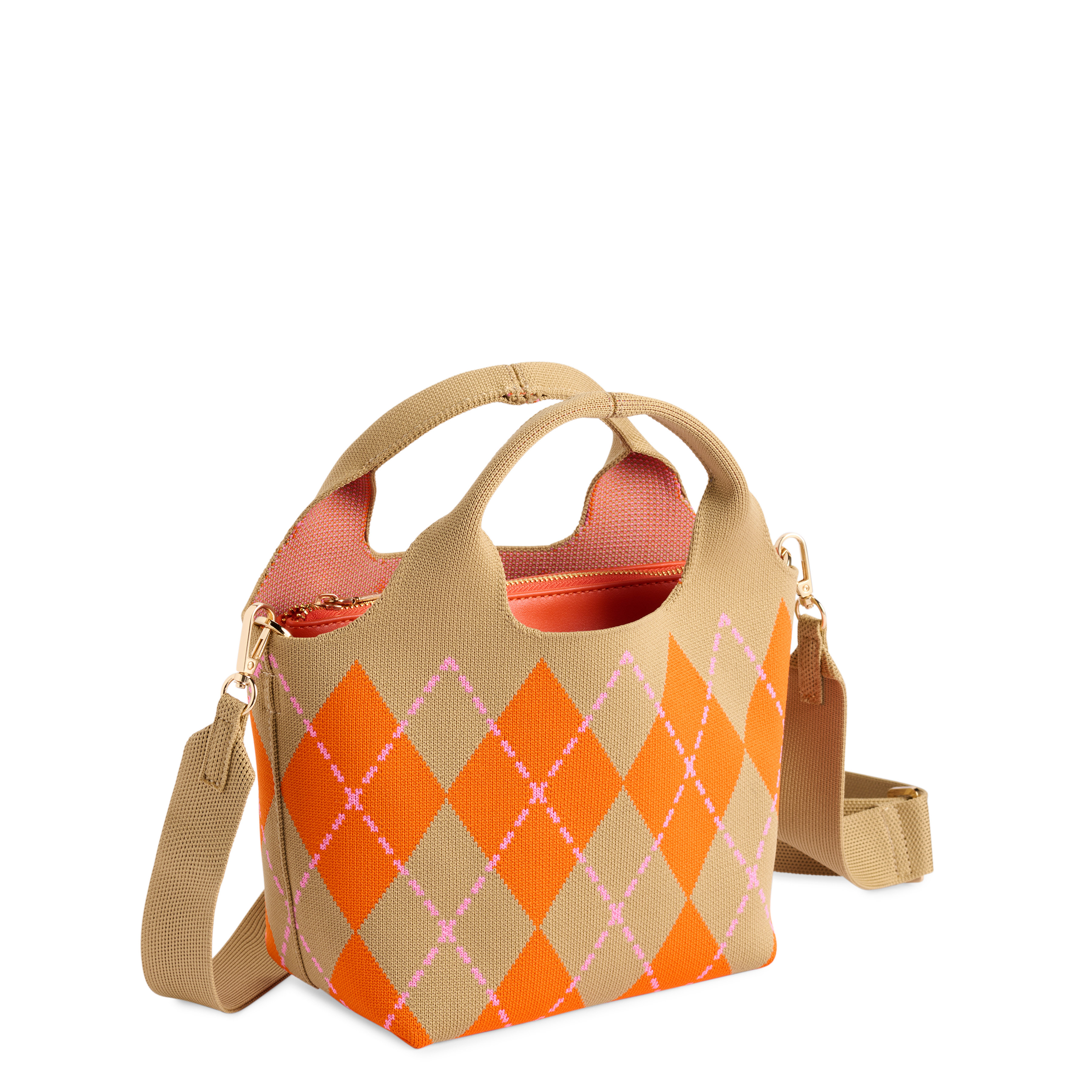 Picture of ROBBIE ARGYLE MINI TOTE,ORANGE