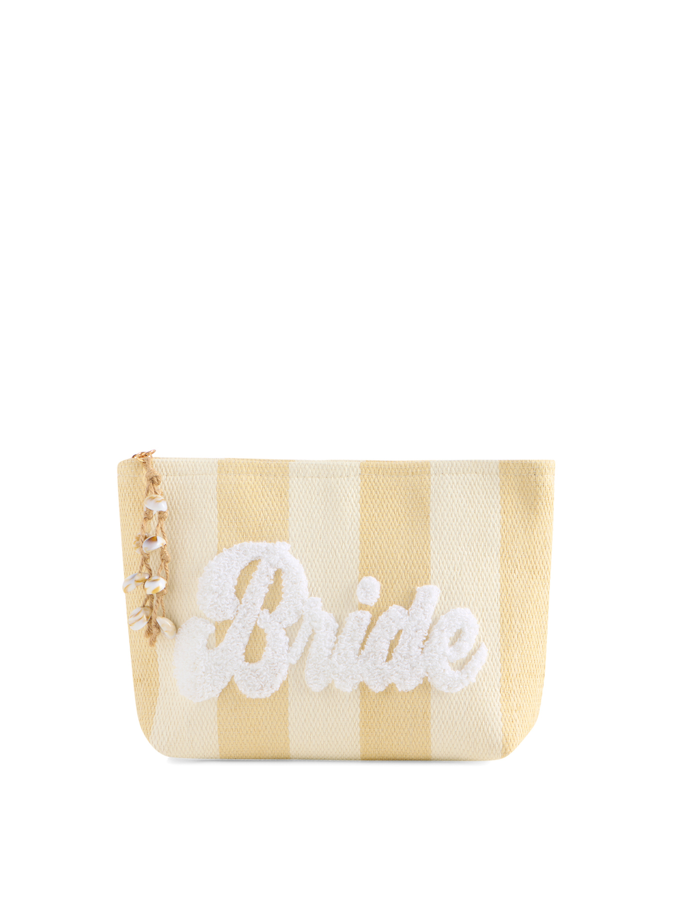 Picture of "BRIDE" STRIPE ZIP POUCH,NATURAL
