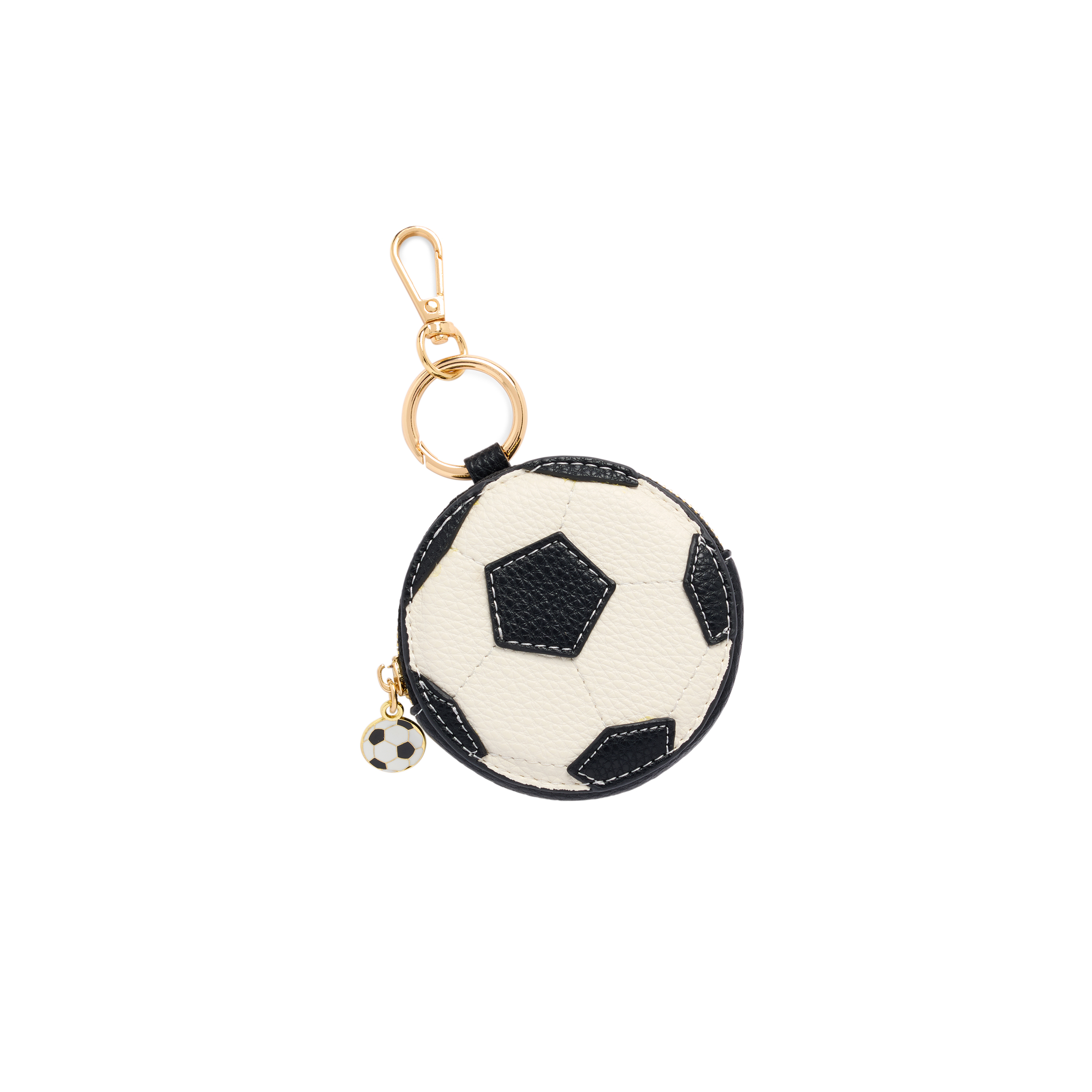 Picture of SOCCER BALL ZIP POUCH BAG CHARM/KEY RING,WHITE
