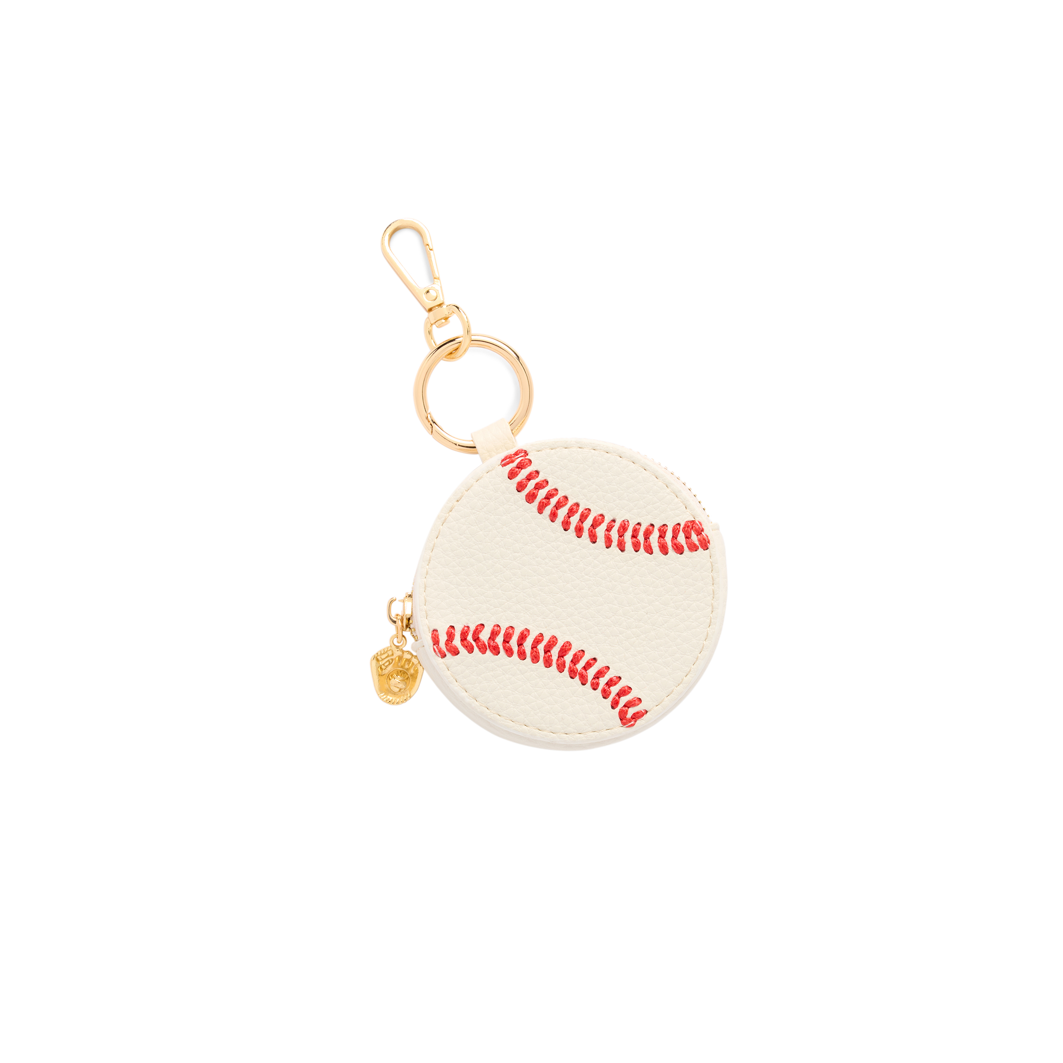 Picture of BASEBALL ZIP POUCH BAG CHARM/KEY RING,WHITE