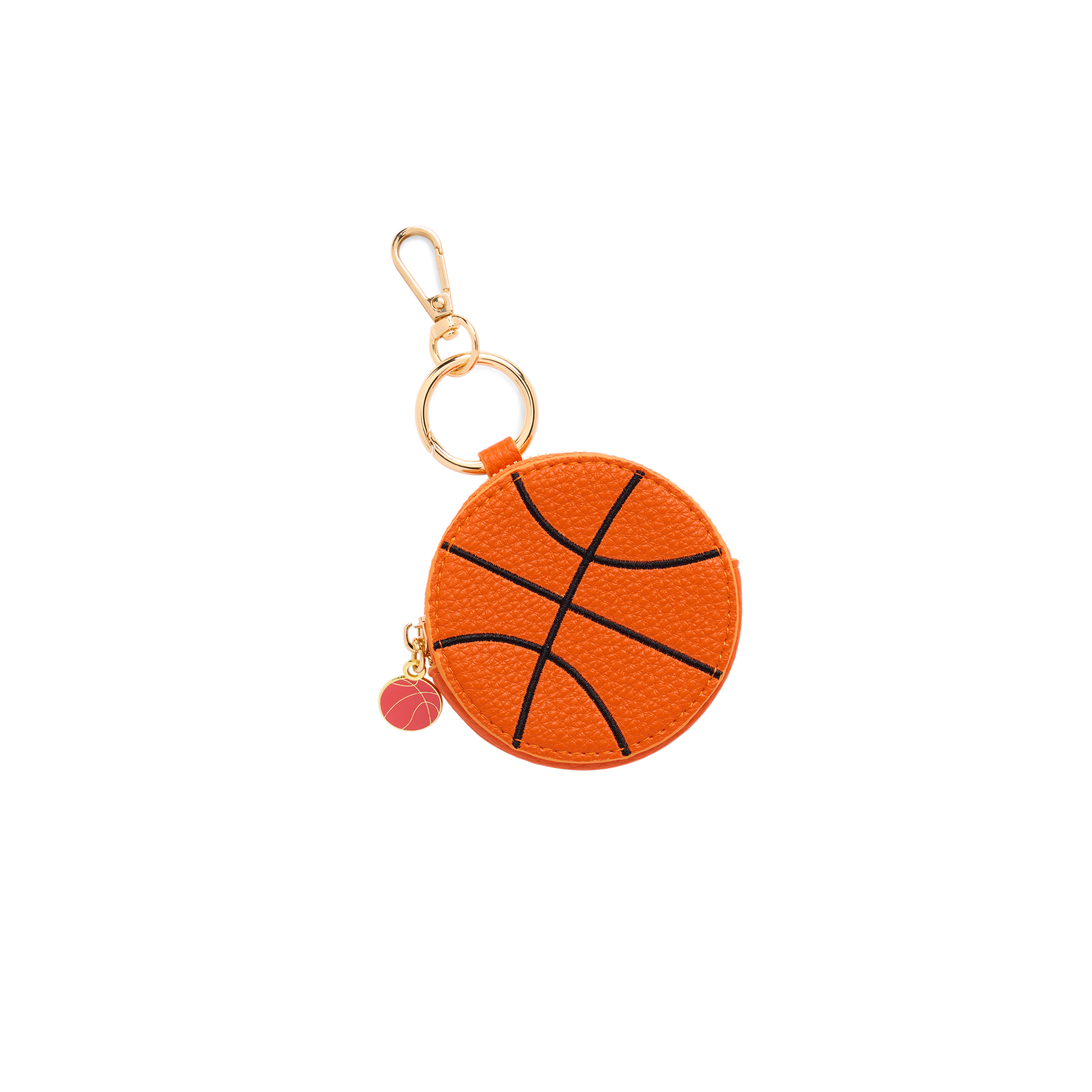 Picture of BASKETBALL ZIP POUCH BAG CHARM/KEY RING,ORANGE
