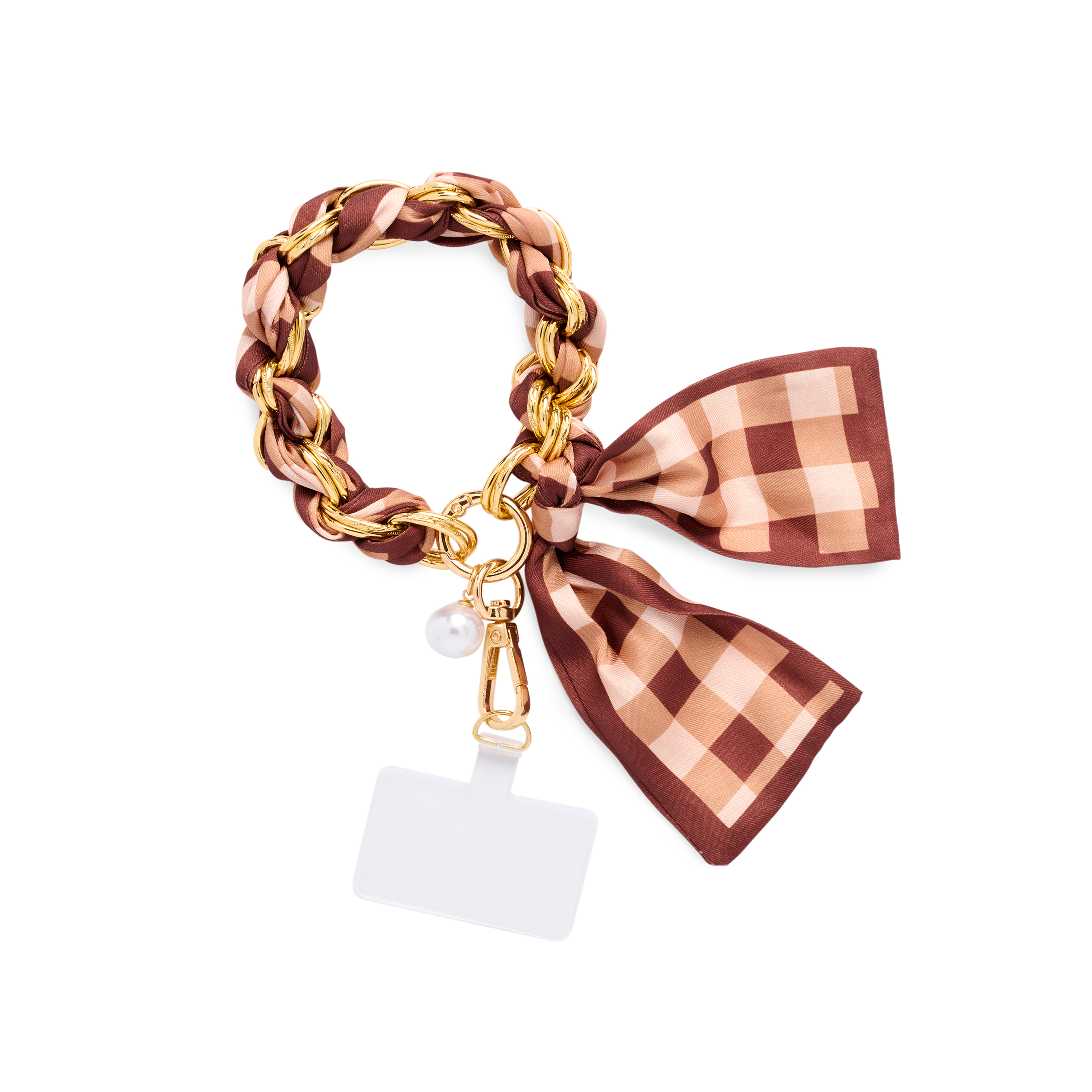 Picture of GINGHAM PHONE WRISTLET,BROWN