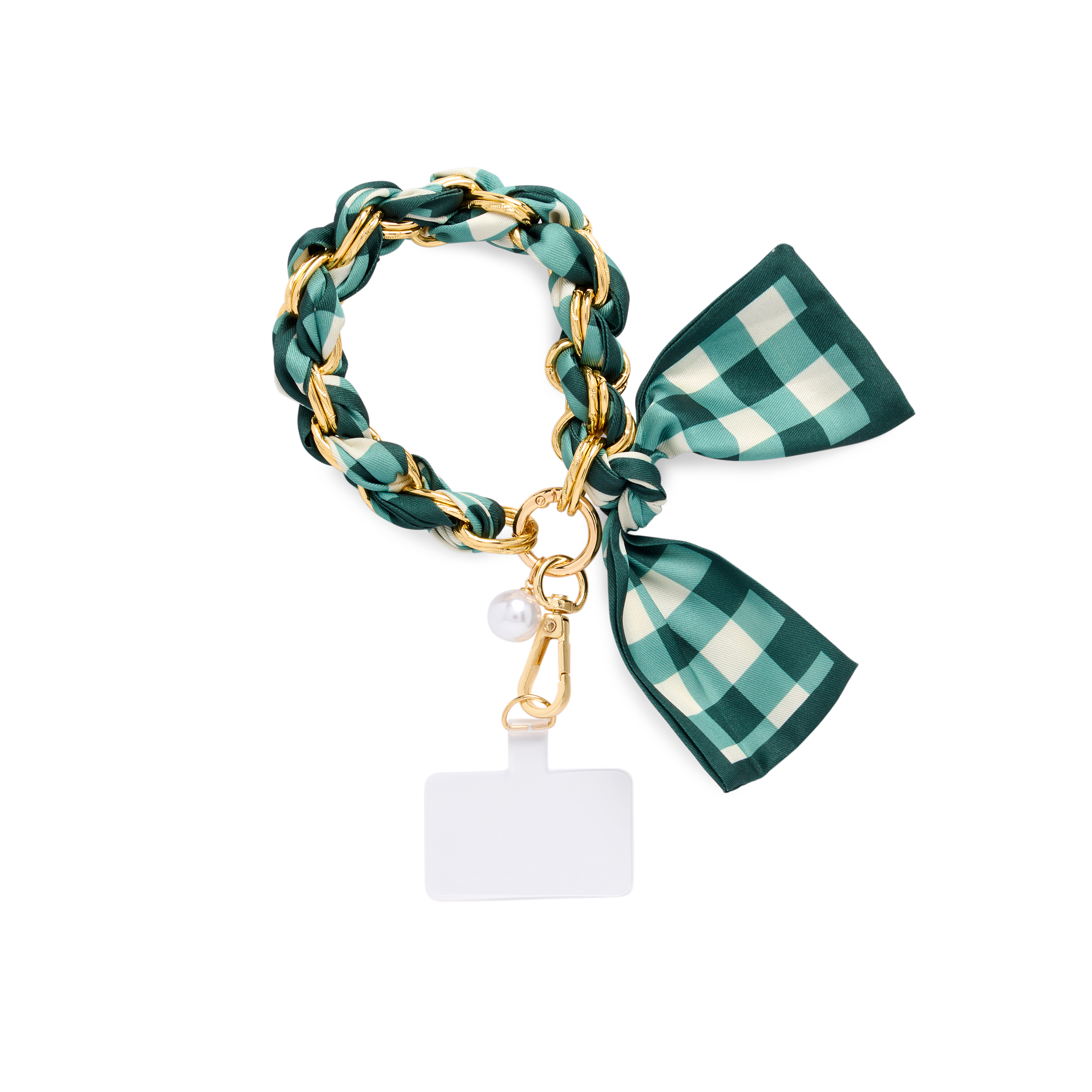 Picture of GINGHAM PHONE WRISTLET,GREEN