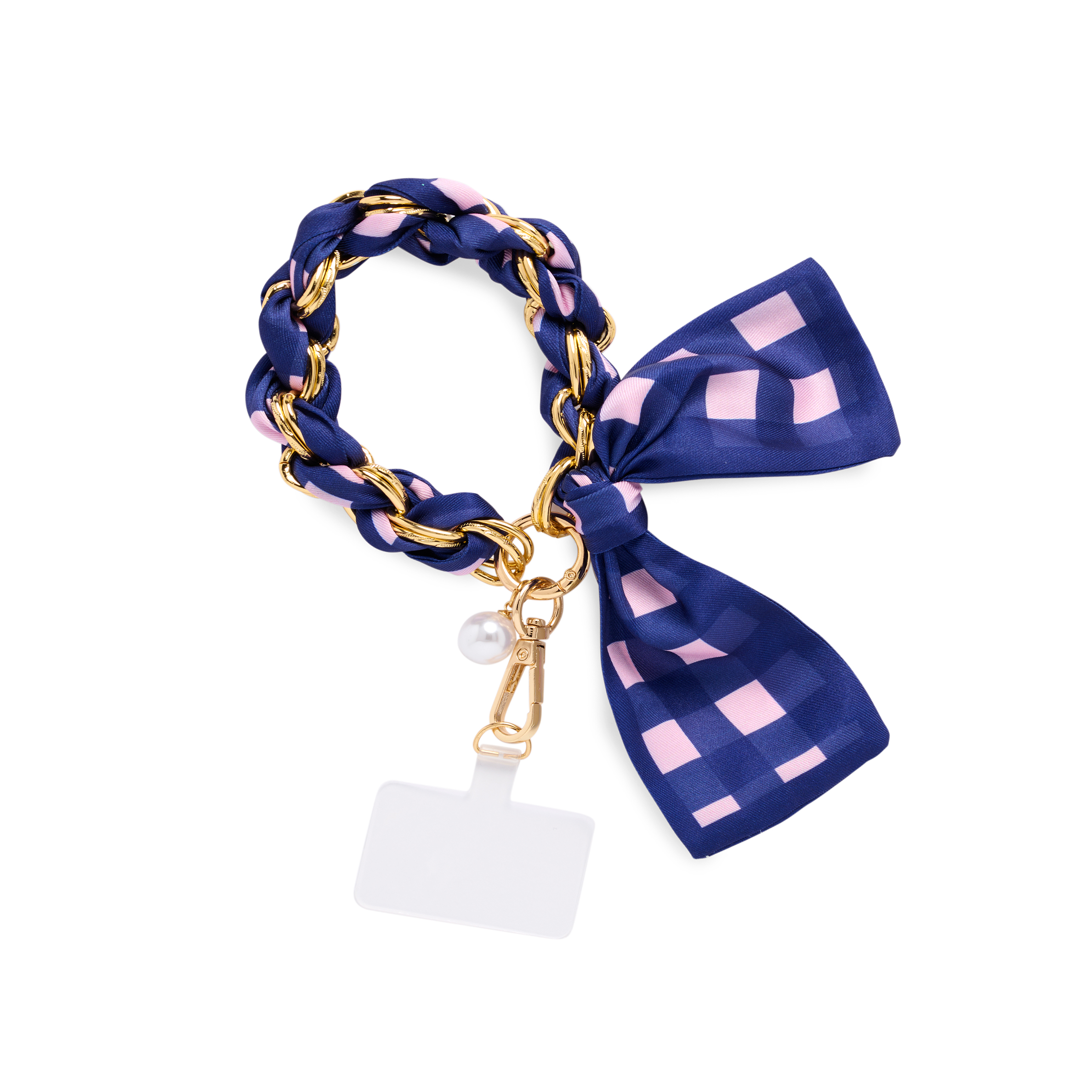 Picture of GINGHAM PHONE WRISTLET,NAVY