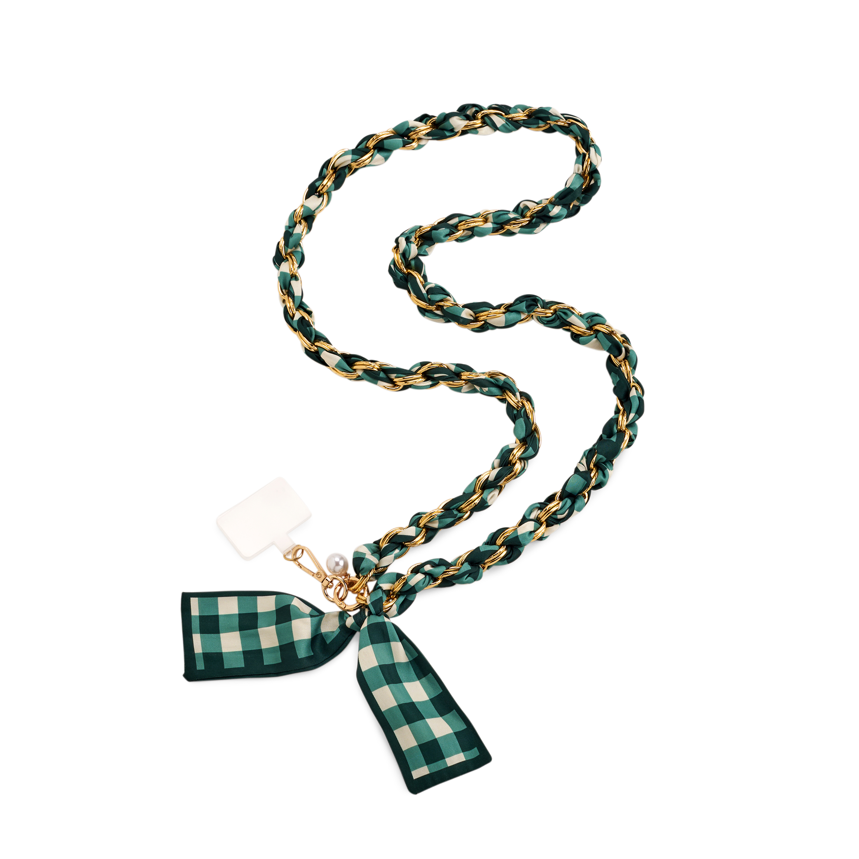 Picture of GINGHAM CROSS-BODY PHONE CHAIN,GREEN
