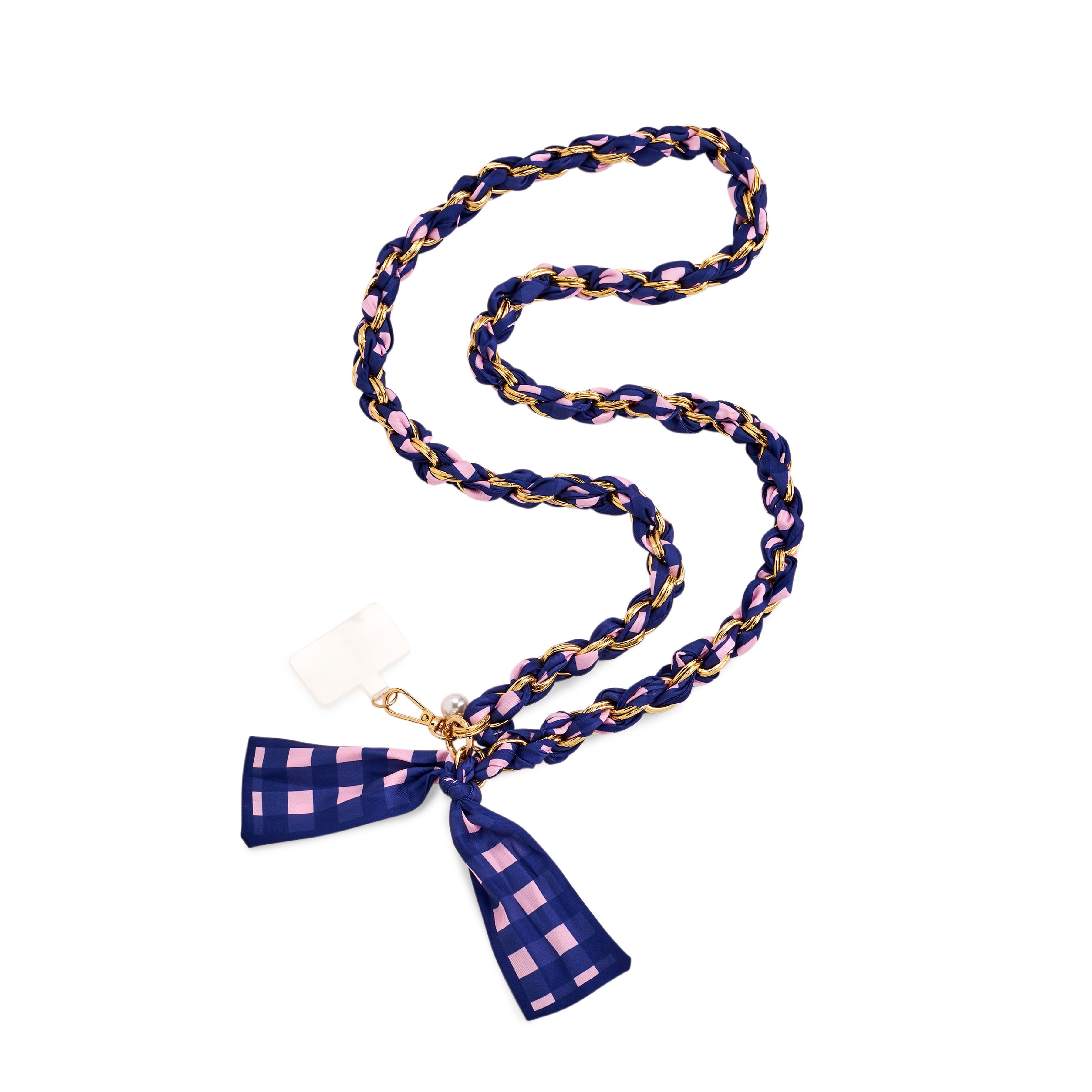 Picture of GINGHAM CROSS-BODY PHONE CHAIN,NAVY