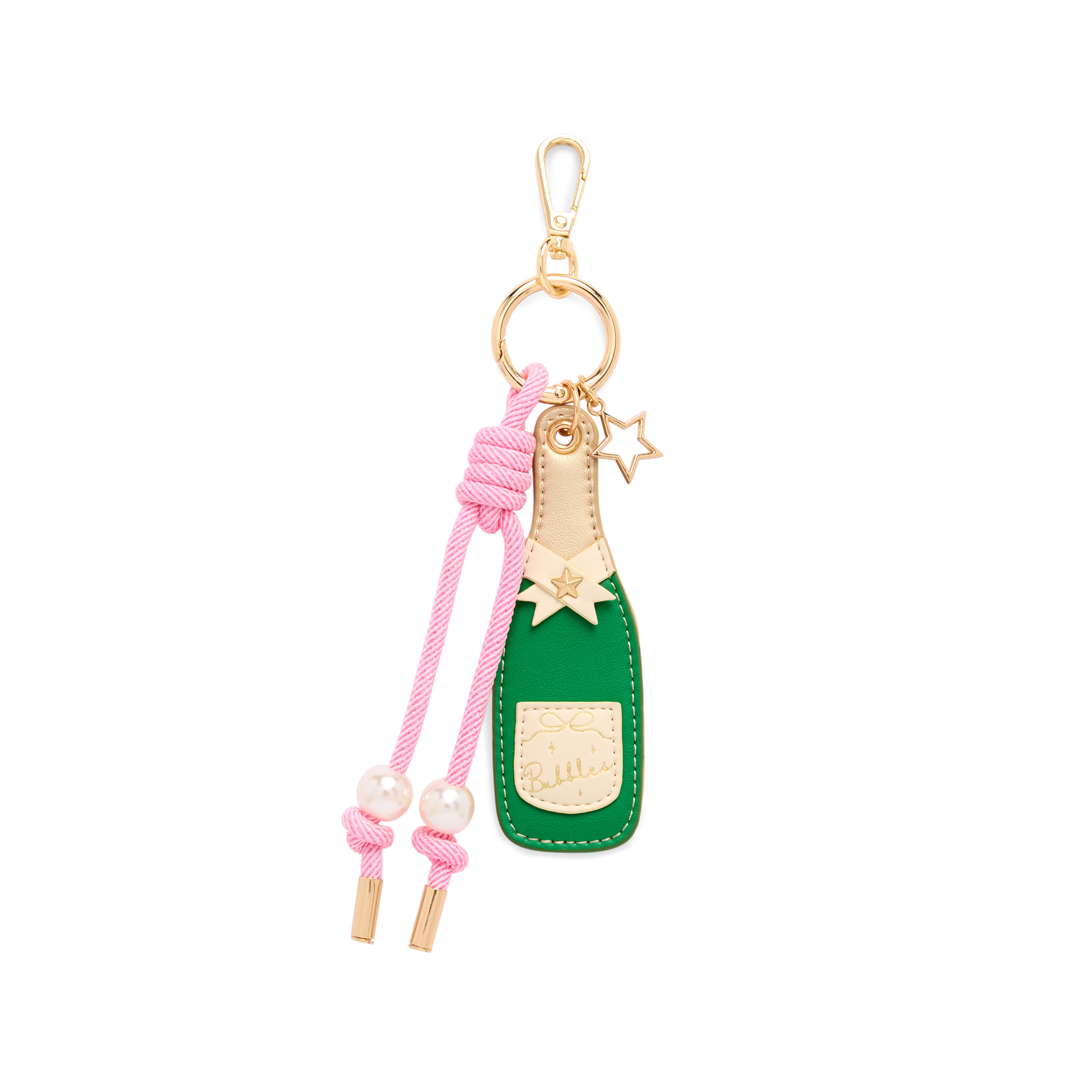 Picture of CHAMPAGNE BOTTLE BAG CHARM/KEY RING,GREEN