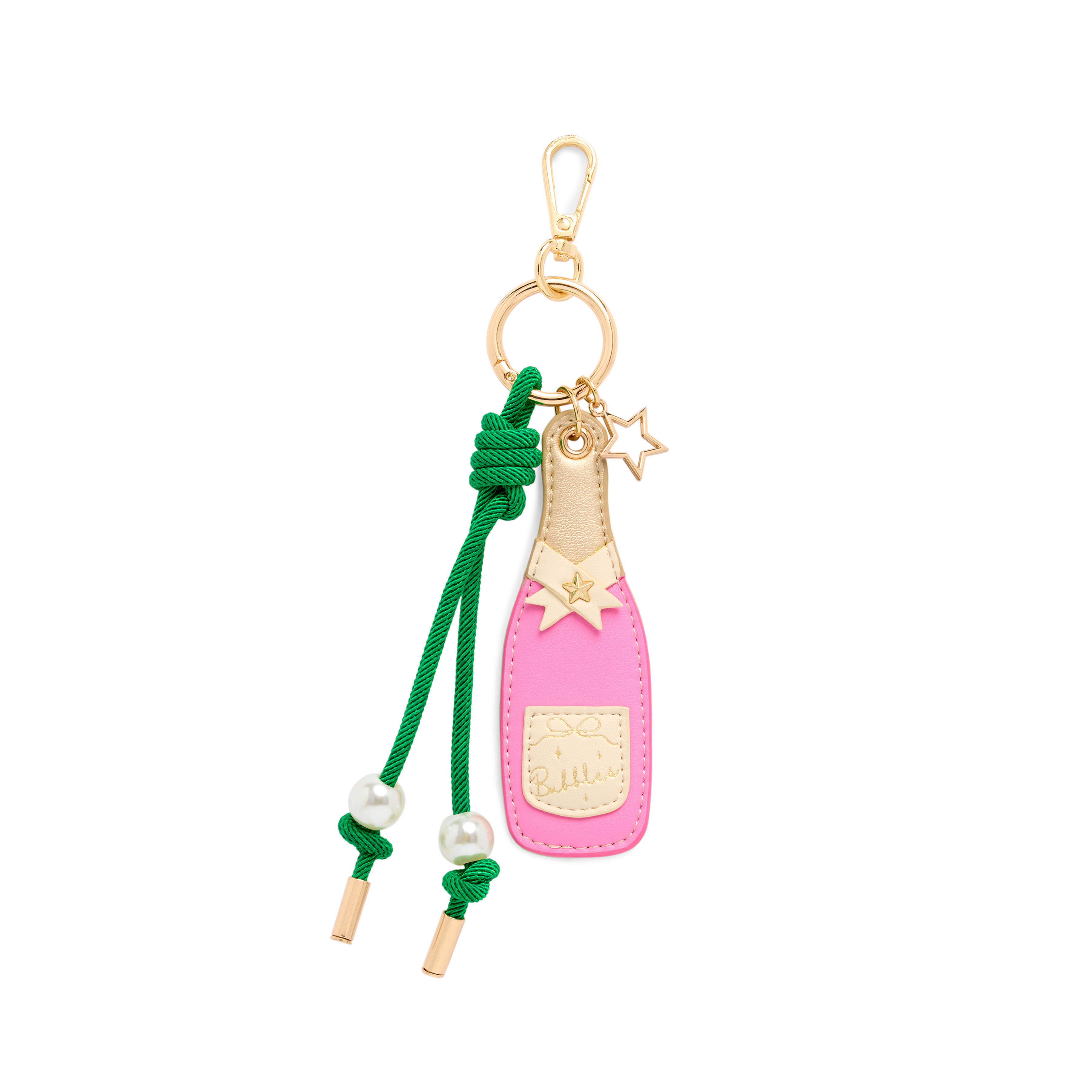 Picture of CHAMPAGNE BOTTLE BAG CHARM/KEY RING,PINK