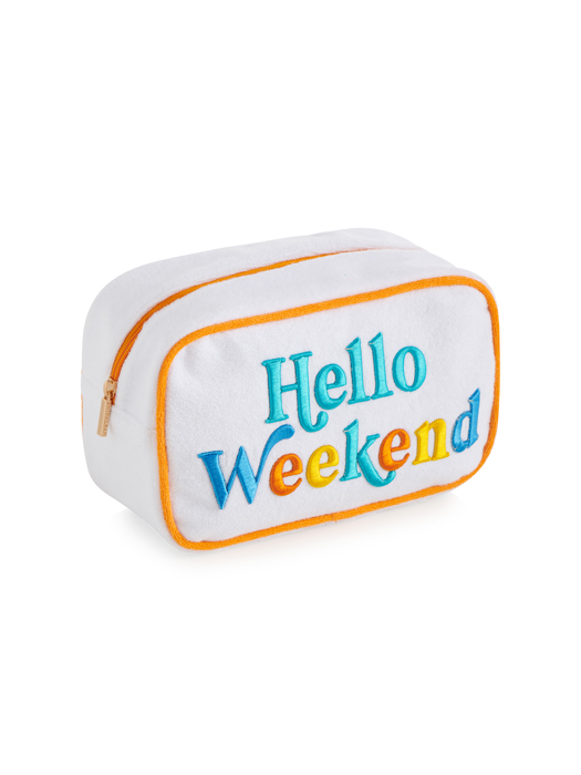 Picture of CABANA "HELLO WEEKEND" MEDIUM ZIP POUCH, WHITE