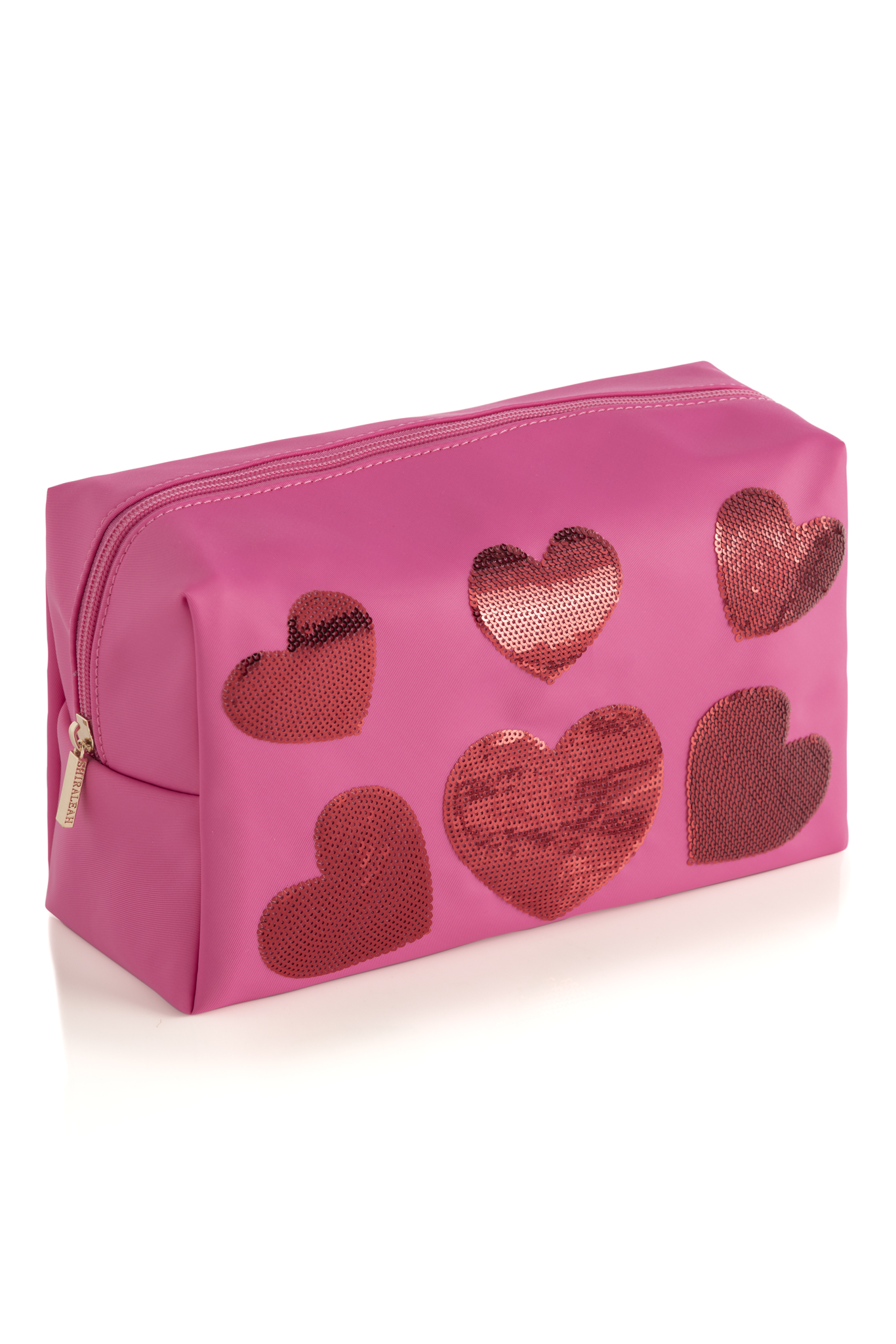 Picture of CARA SEQUIN HEARTS ZIP POUCH, PINK