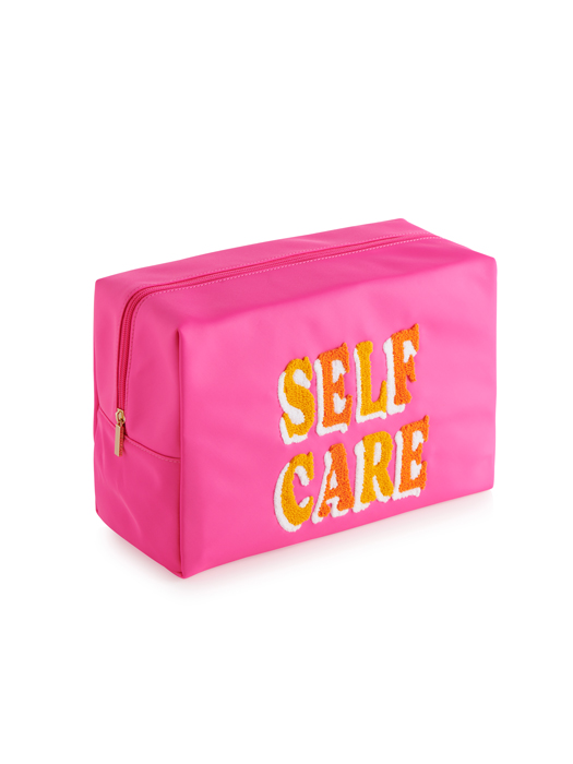 Picture of "SELF CARE" OVERSIZED ZIP POUCH, FUCHSIA
