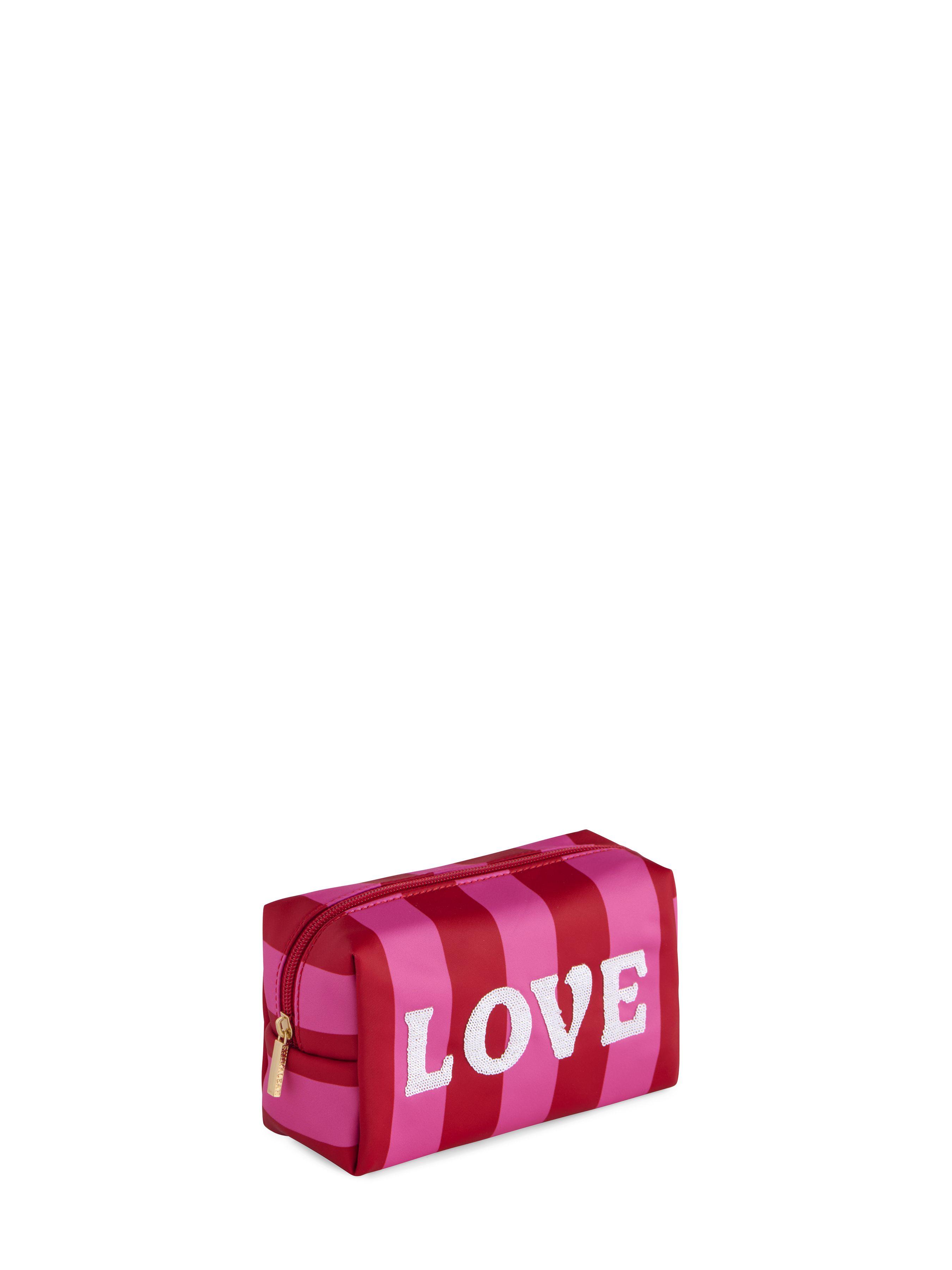 Picture of CARA STRIPED "LOVE" ZIP POUCH, RED