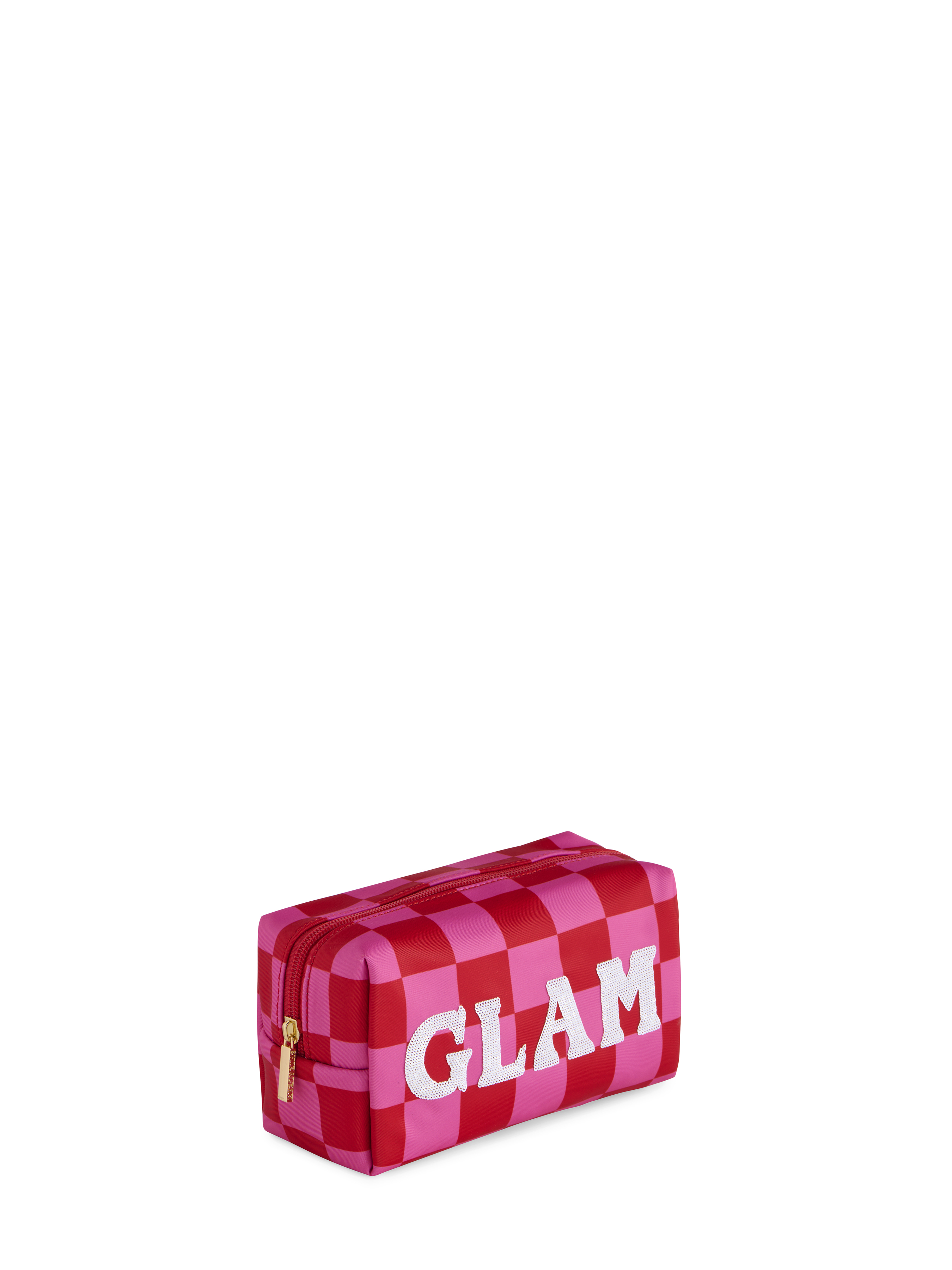 Picture of CARA CHECKERED "GLAM" ZIP POUCH, PINK