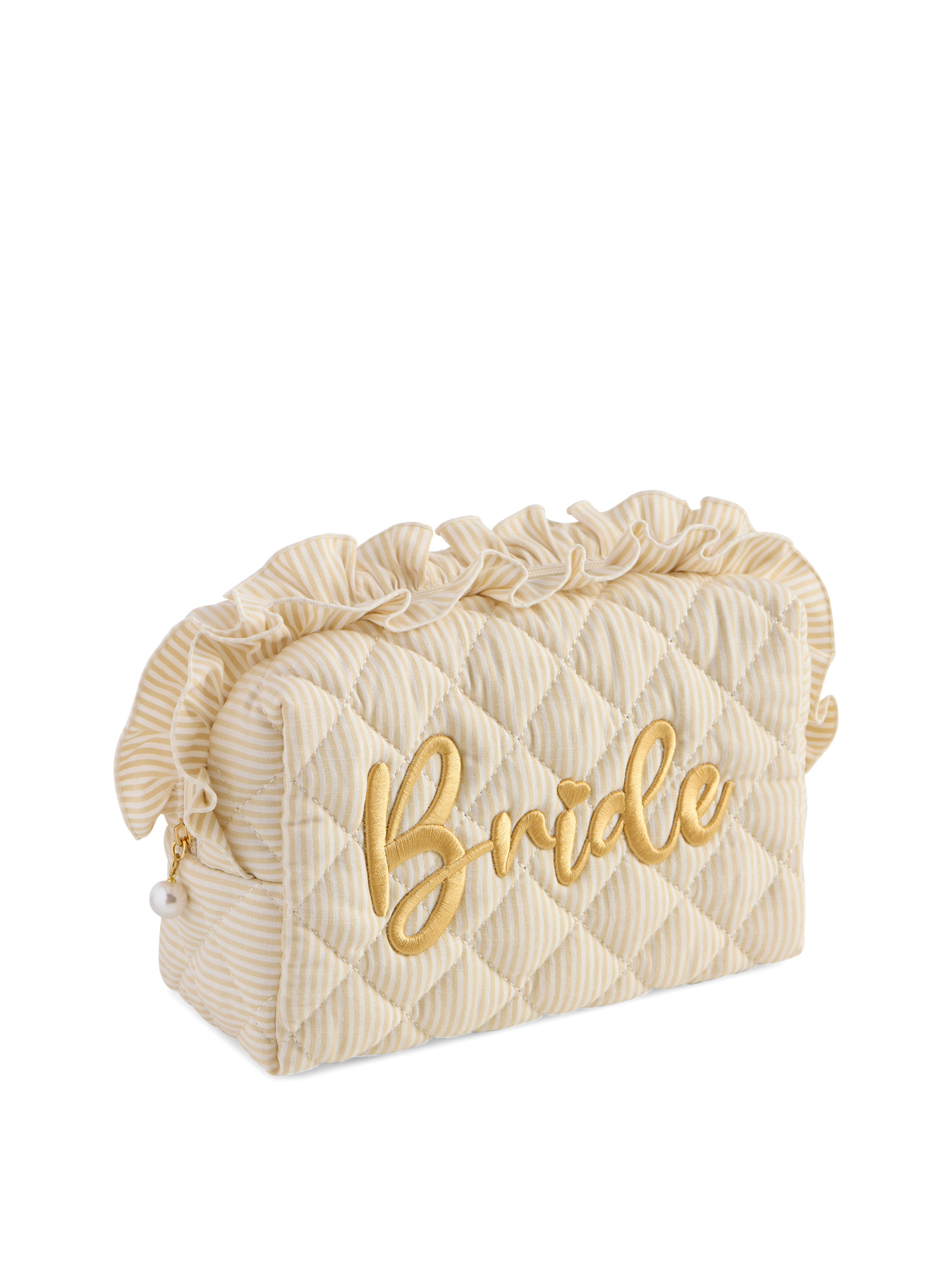 Picture of RUFFLE "BRIDE" LARGE ZIP POUCH,BEIGE