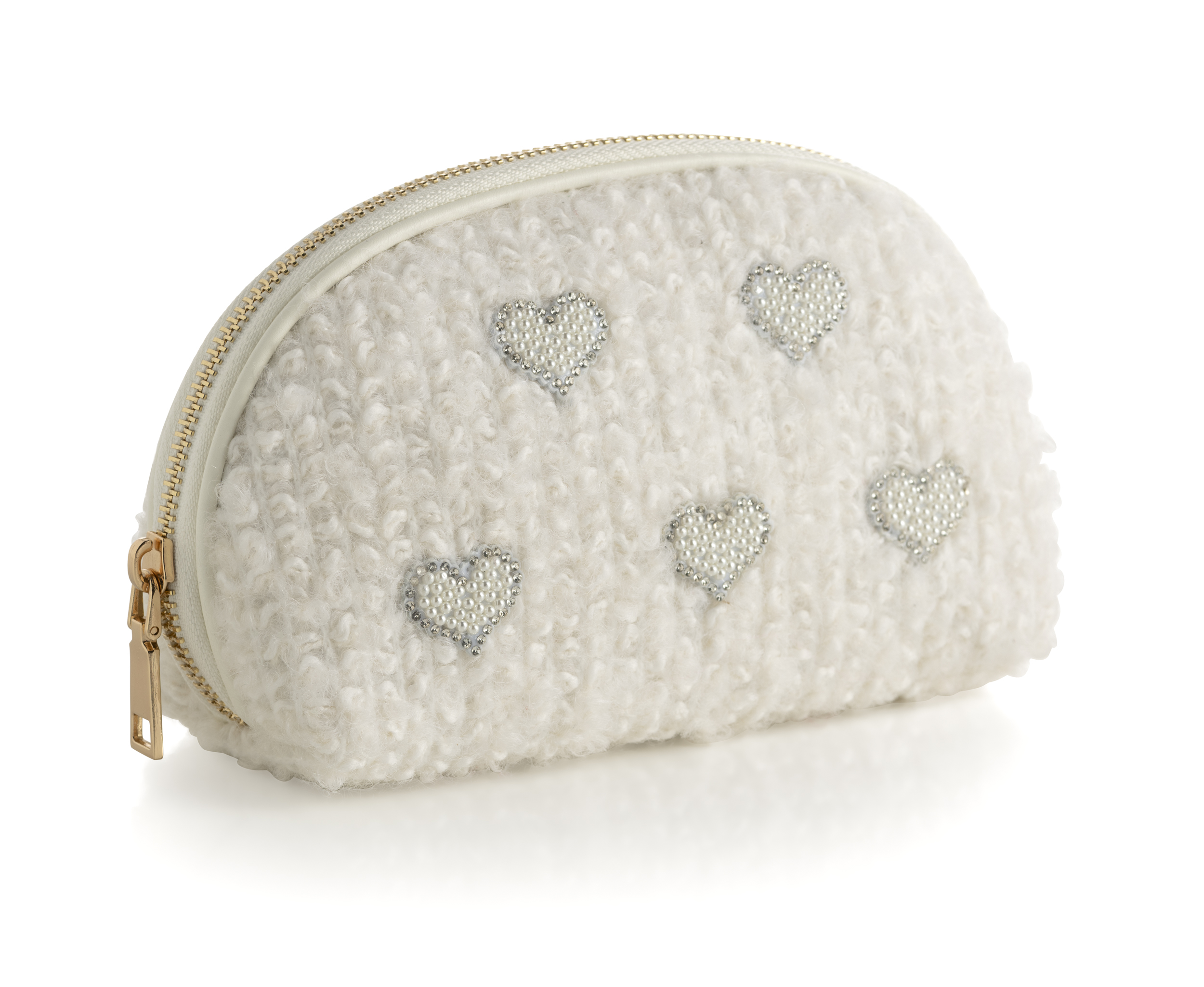 Picture of HEARTS BOUCLE ZIP POUCH, IVORY