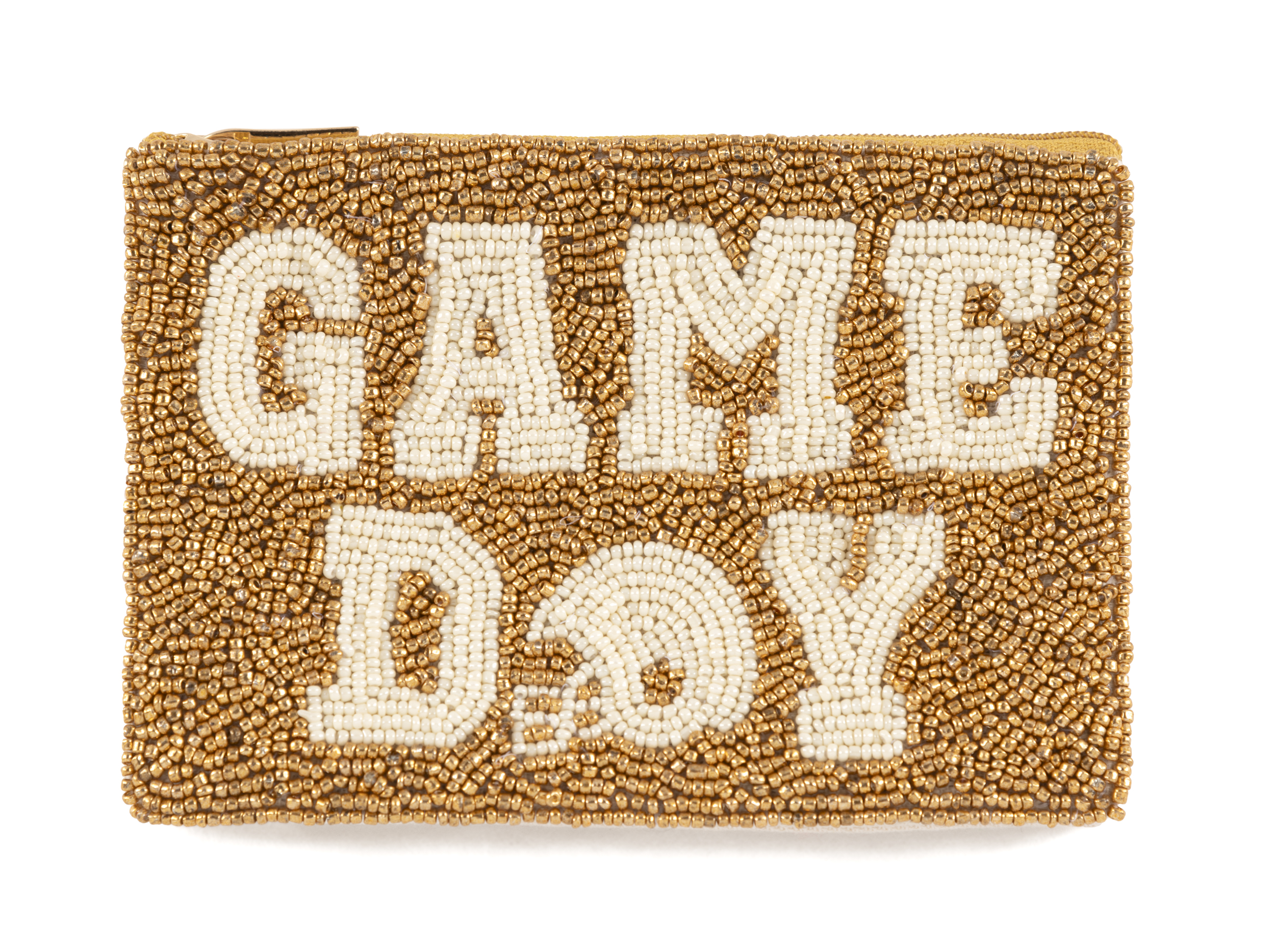 Picture of HELMET GAME DAY BEADED ZIP POUCH, GOLD